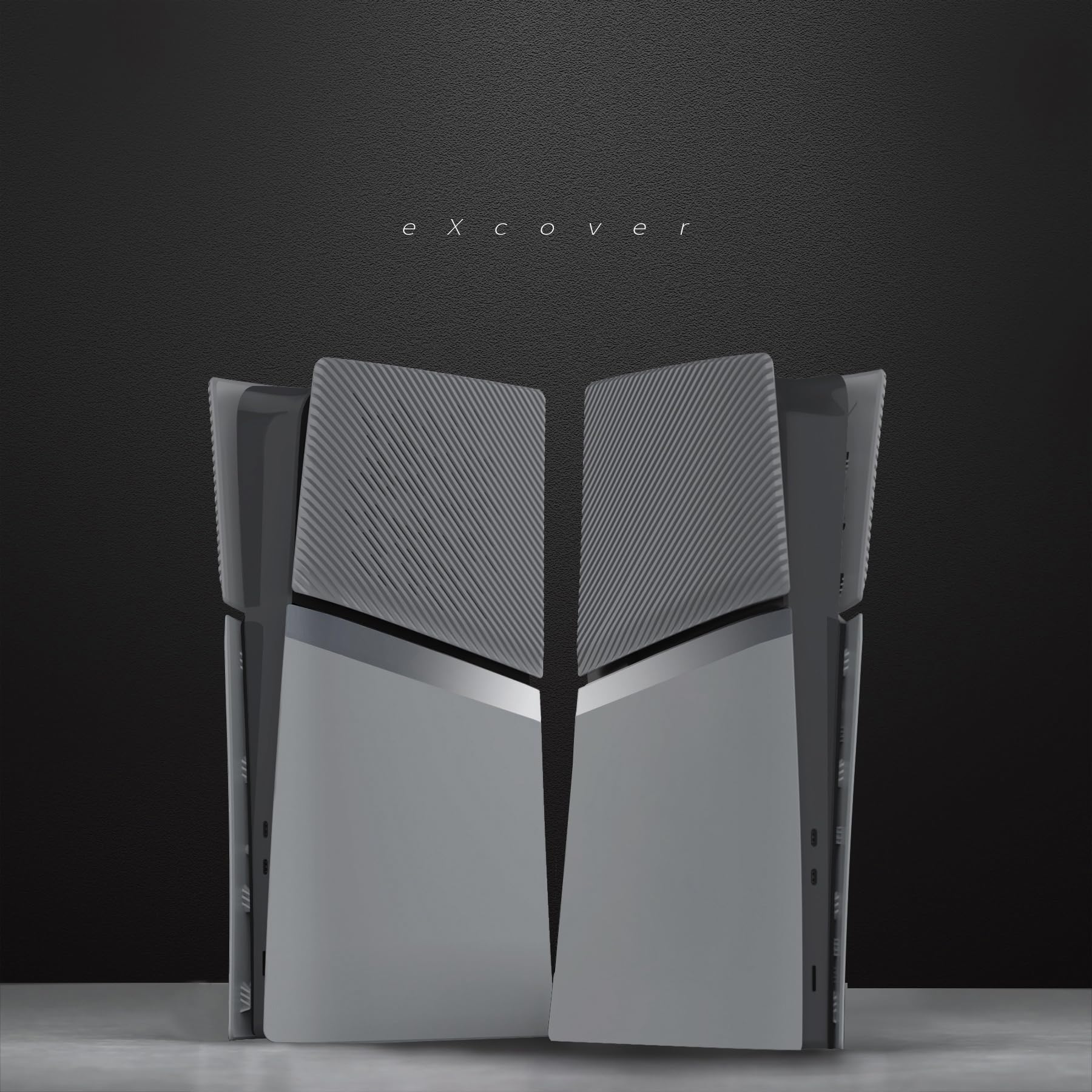 eXtremeRate eXcover Carcasa Superior e Inferior de Repuesto Compatible con ps5 Slim Edición Digital, Paneles Laterales y Tapa Trasera con Ventilación para ps5 Slim Digital Consola - New Hope Gray