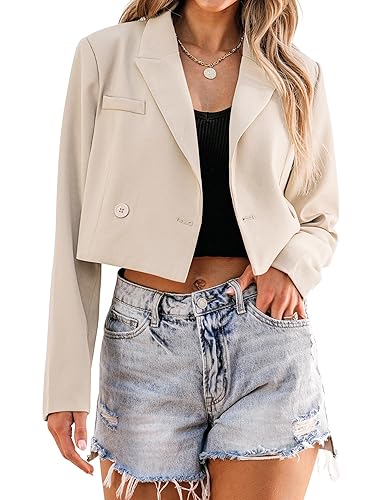luvamia Cropped Blazers for Women Business Casual Open Front Long