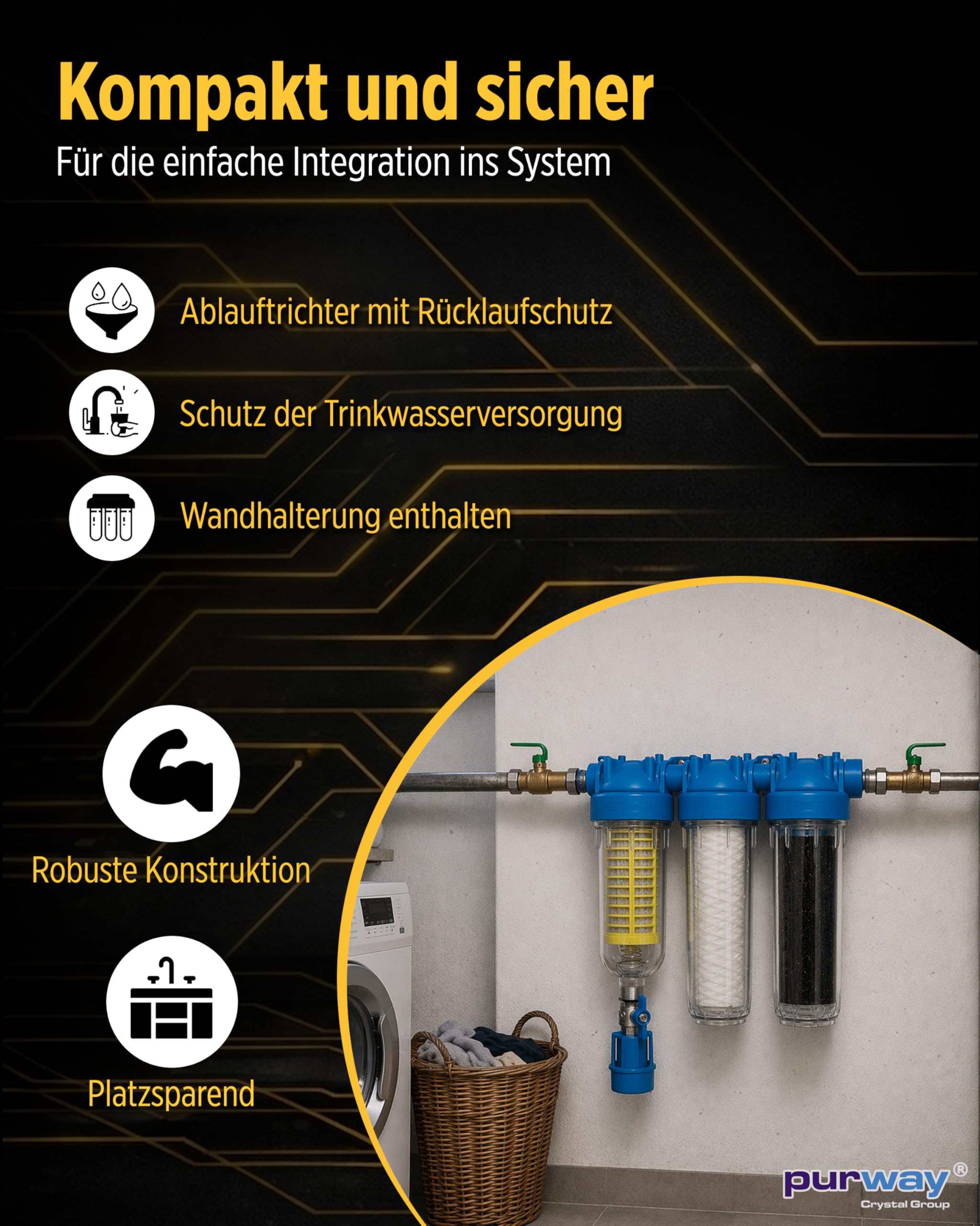 purway® HYDRA Rainmaster TRIO RLH LA 1" Zoll Wasserfiltergehäuse plus Filter