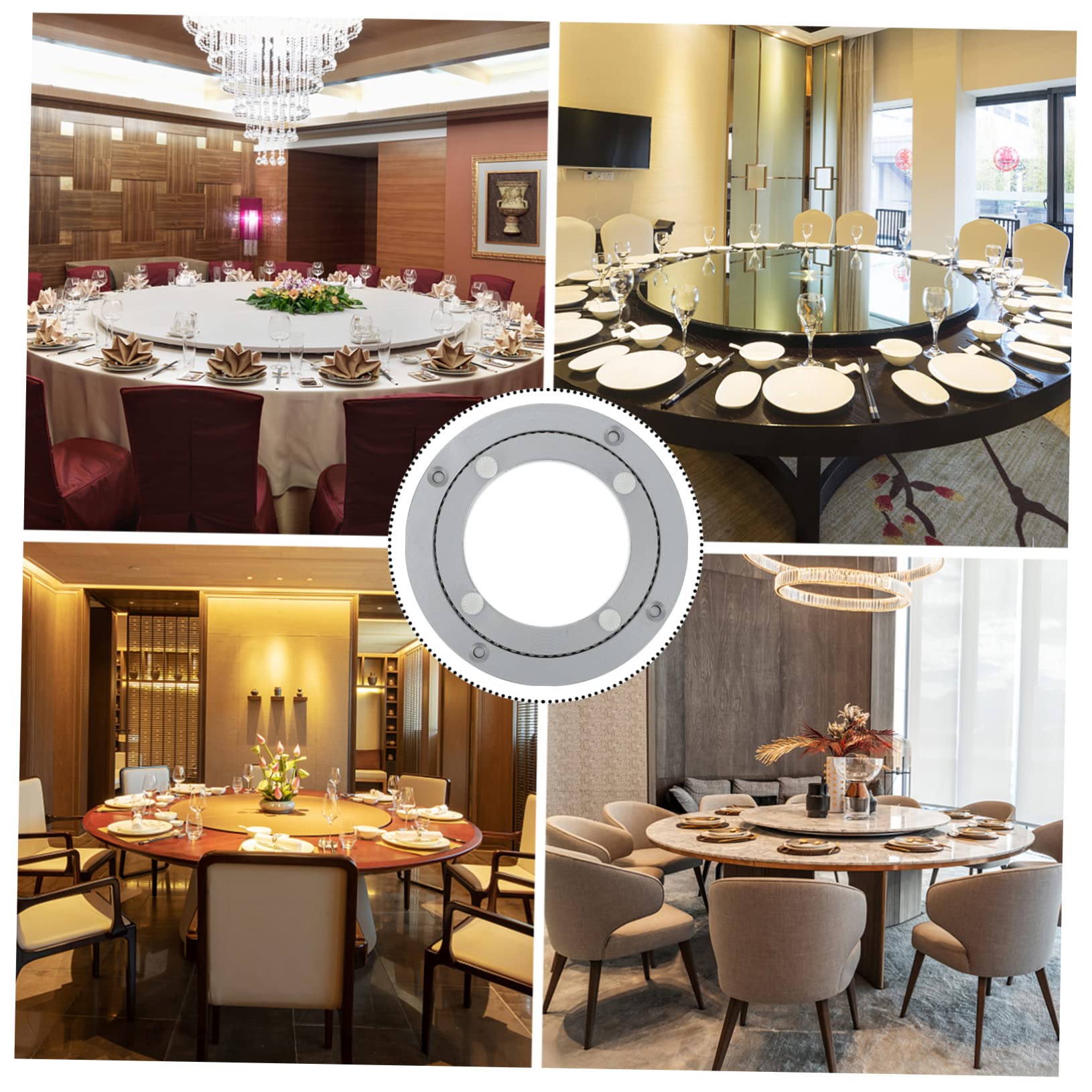 Plato Giratorio de Aluminio para Mesa de Comedor Base Giratoria Lisa 360 Grados Herramienta para Banquetes y Restaurantes Uso Doméstico Diseño Práctico