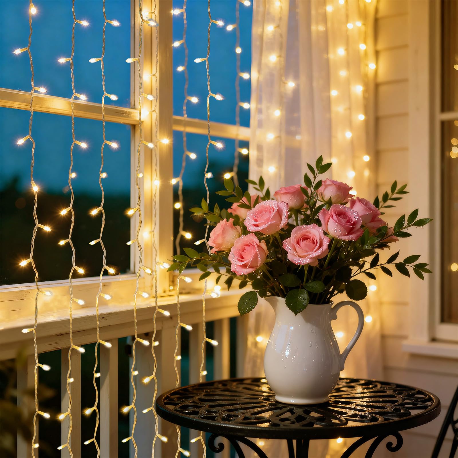 Macchiatto 600 LED 6Mx3M Tenda Luminosa Natale Esterno Interno Luci di Natale IP44 con 8 Modalità Tenda Luci Esterno, Adatto per Decorare Tende, Pareti, Giardini, Matrimoni, Feste di Compleann