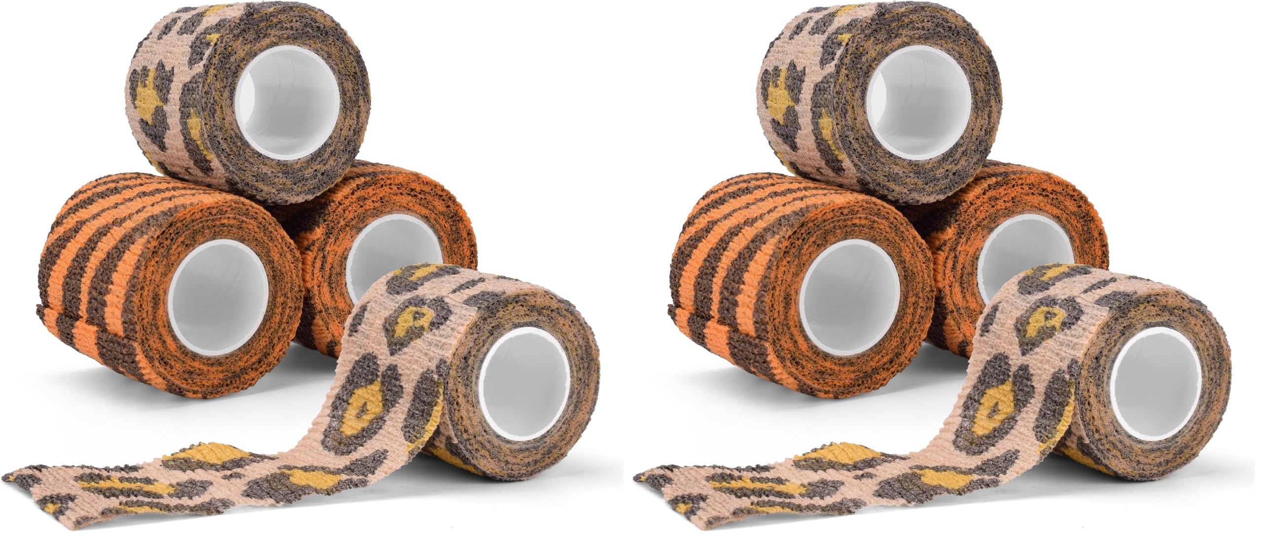 JimKing Tattoo Grip Cover, Self-Adhesiive Tape, Elastic Bandage Wrap Roll, 4pcs,Tiger&Leopard Pattern (Pack of 2)