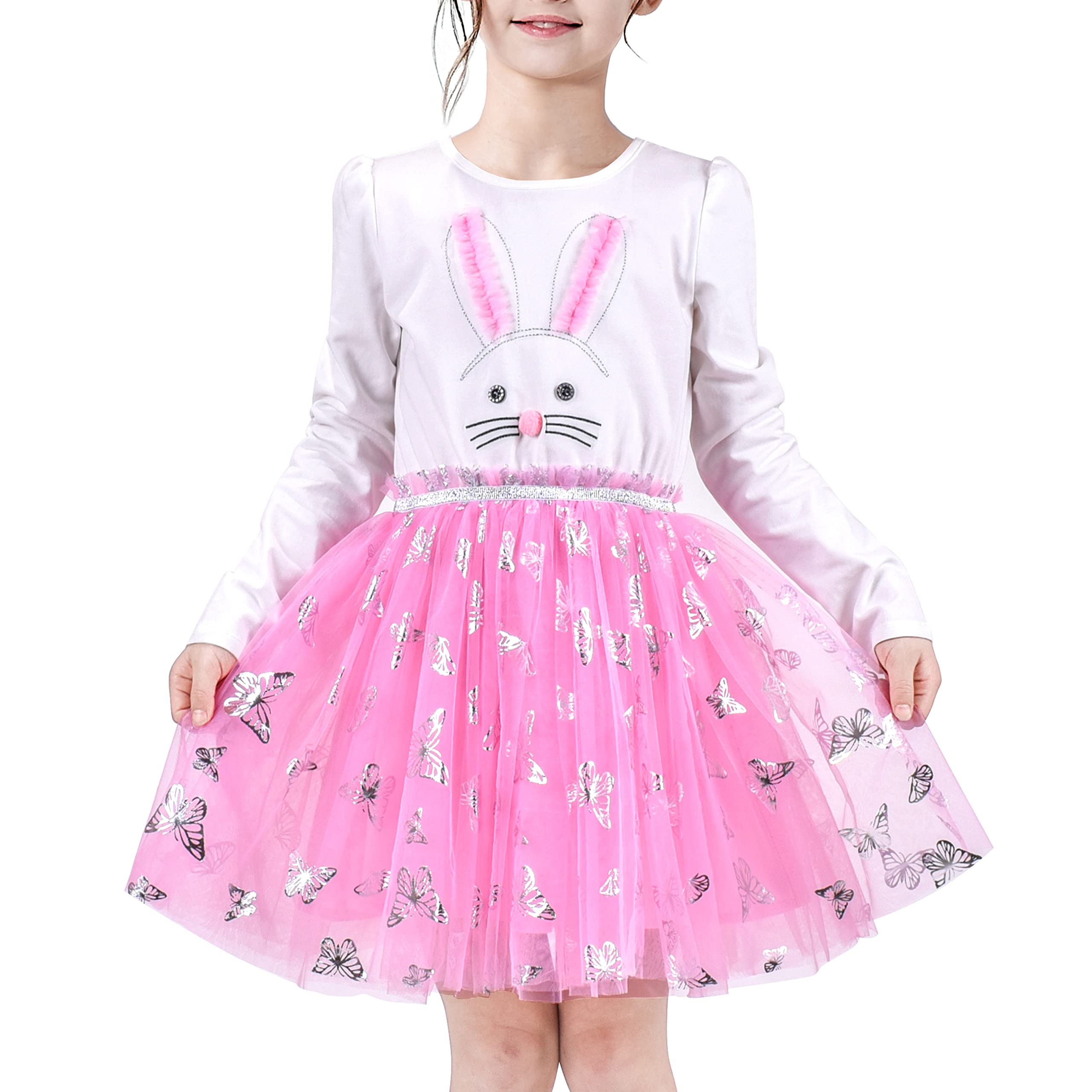 Sunny FashionGirls Dress Christmas Santa Hat Long Sleeve Party Dress Age 3-12 Years