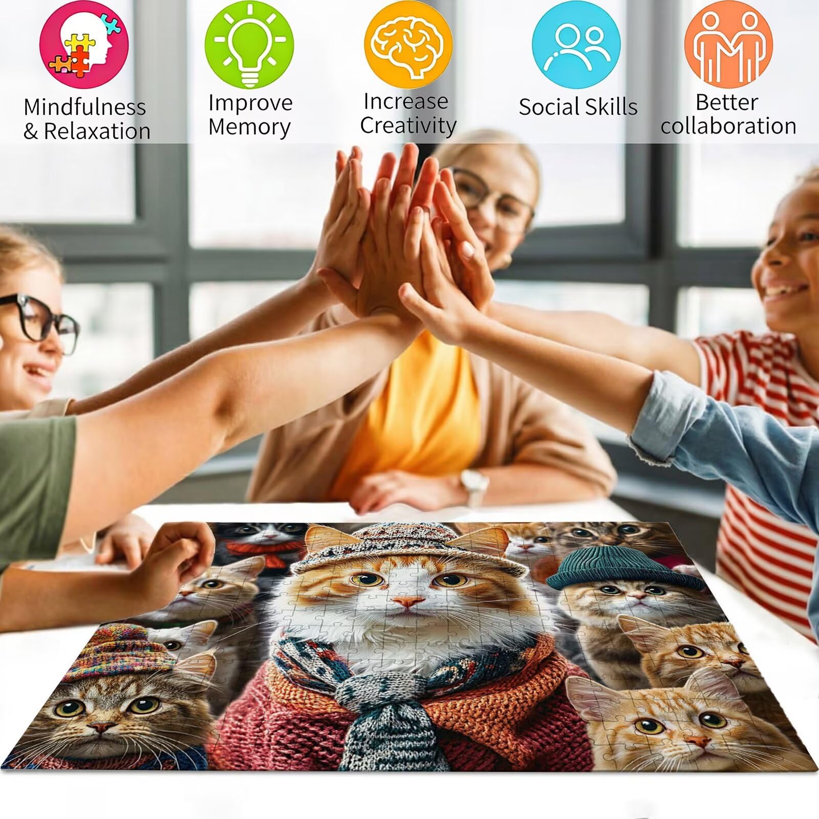Puzzle 2000 Teile Katze, Holzpuzzle Erwachsene, Klassisches Lernspiel Puzzle Tier, Groß Impossible Jigsaw Puzzles, Wunderschönes Deko Puzzes und Geschenke, Bastelset Erwachsene 99.5 X 70.5cm 8p-517