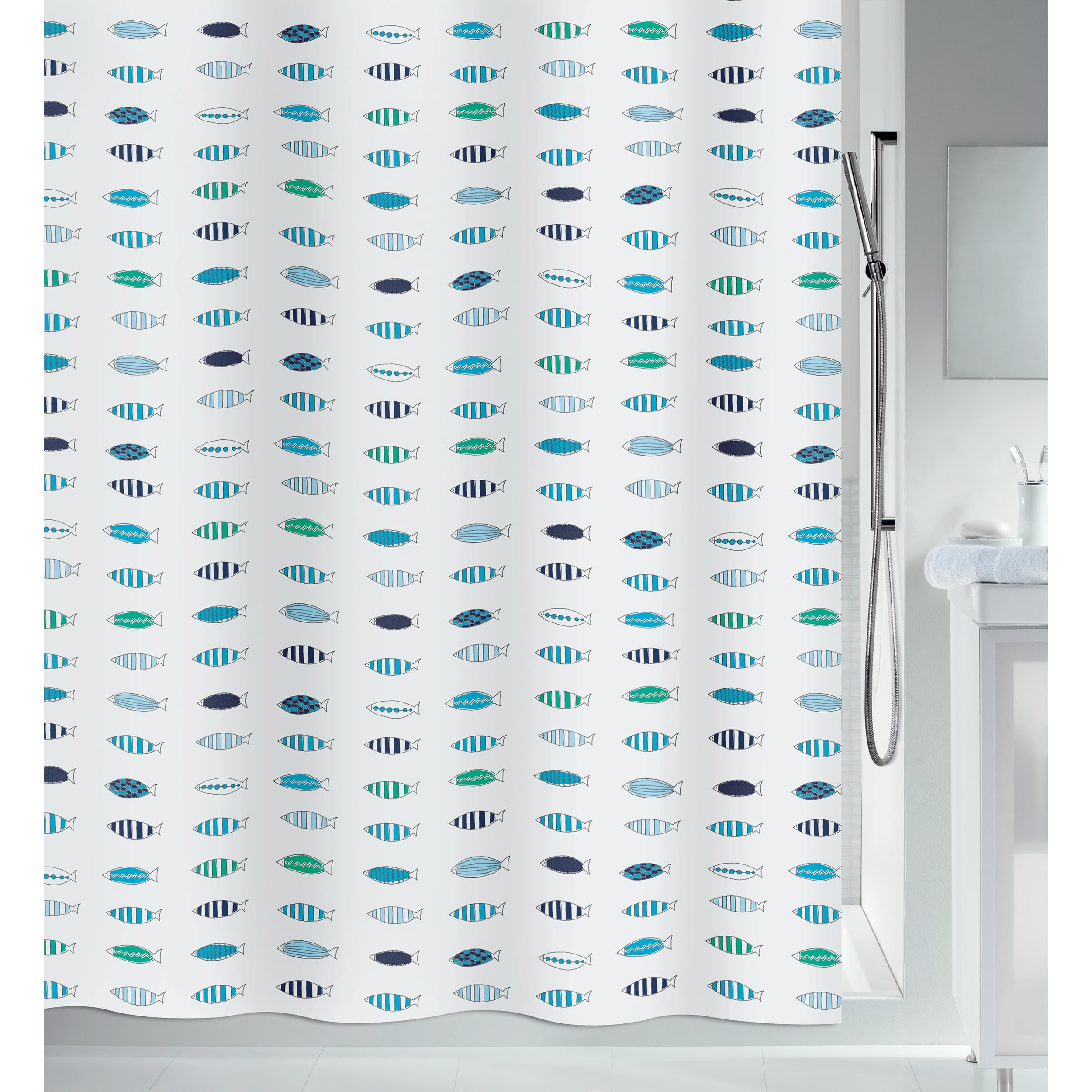 Spirella Rideau de Douche Polyester SANTARINA 240x180cm Bleu