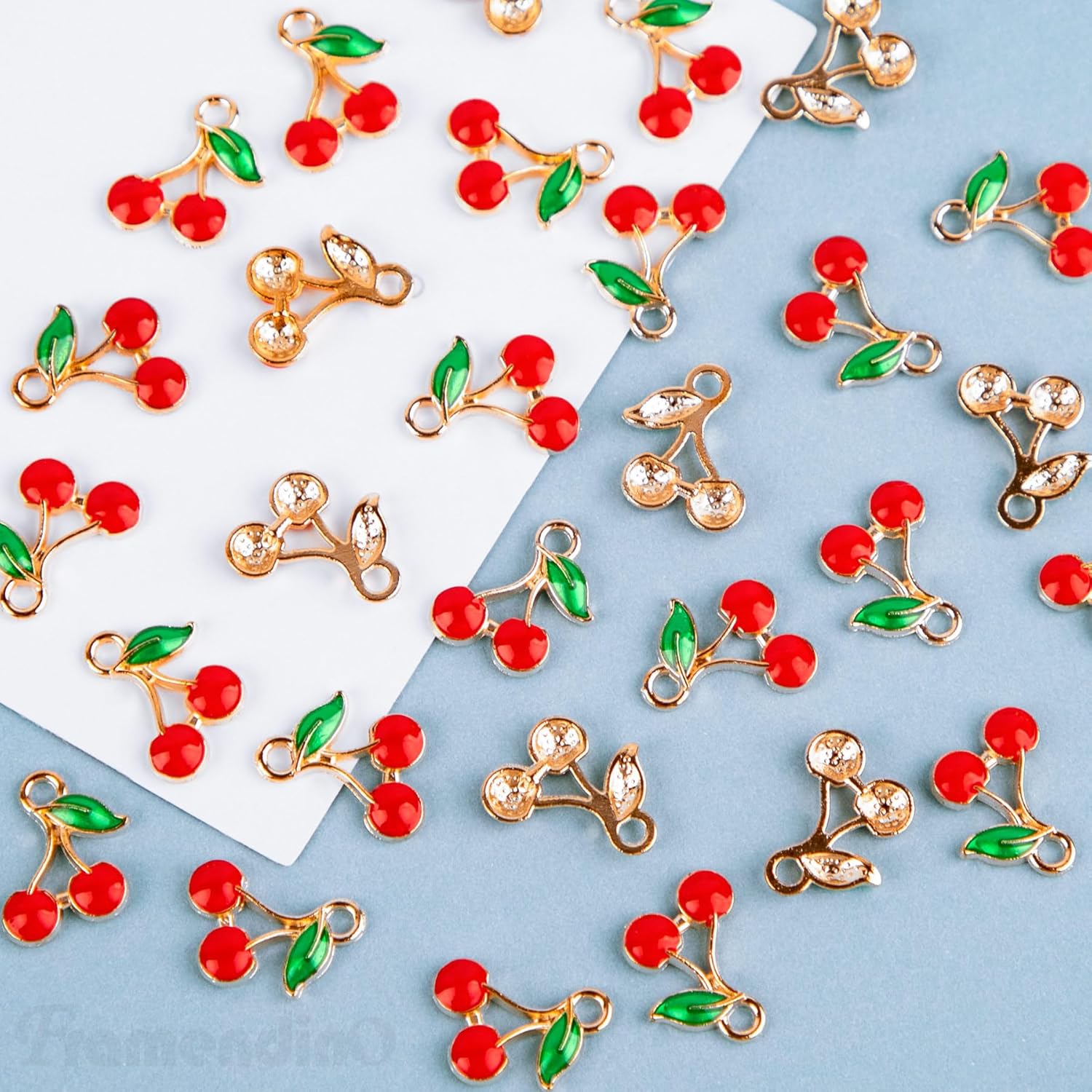 Framendino, 100 Pack Enamel Cherry Charms Red Pendants Mini Dangle for Jewelry Making - Image 3