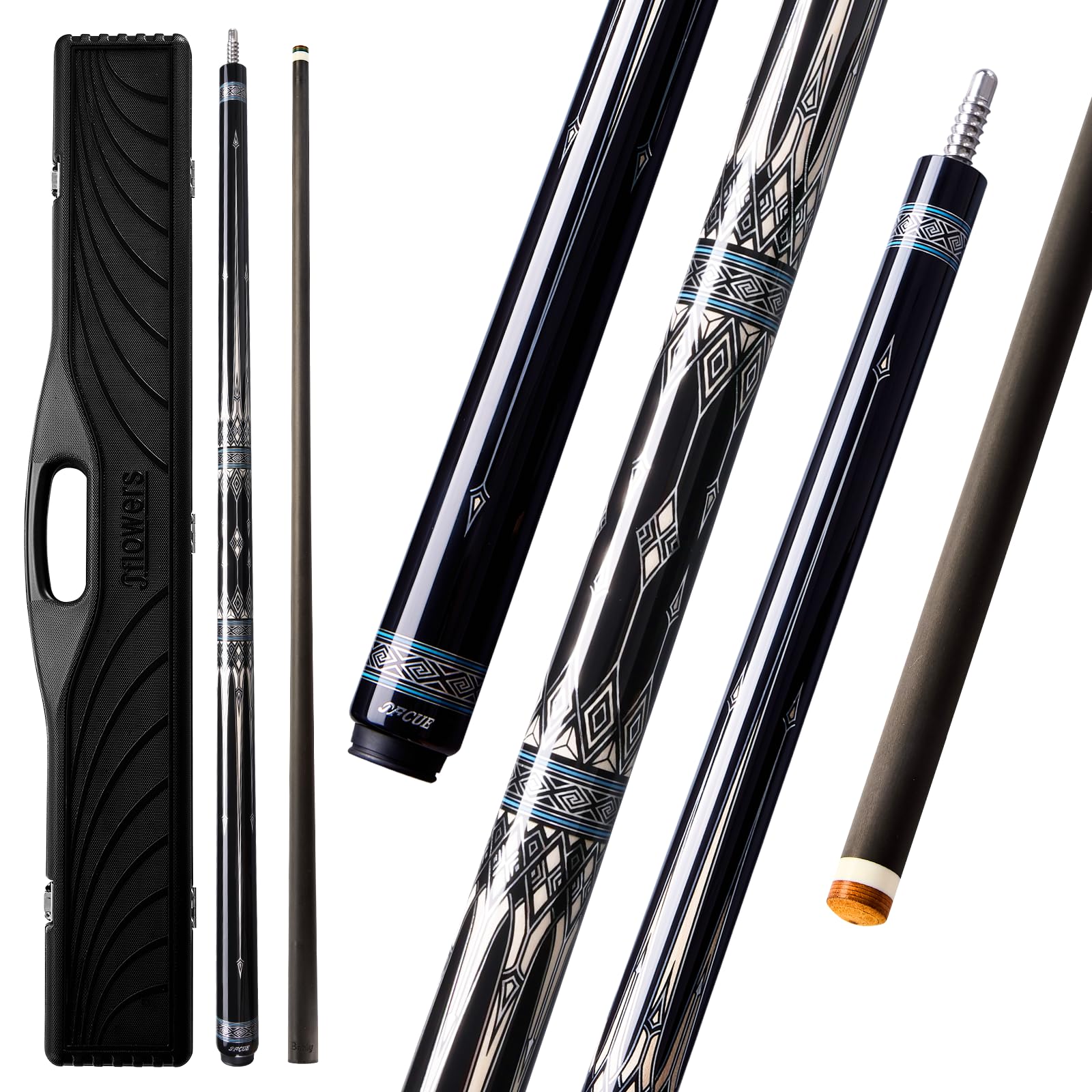 Jflowers 10-23F Carbon Fiber Pool Cue Stick, 58