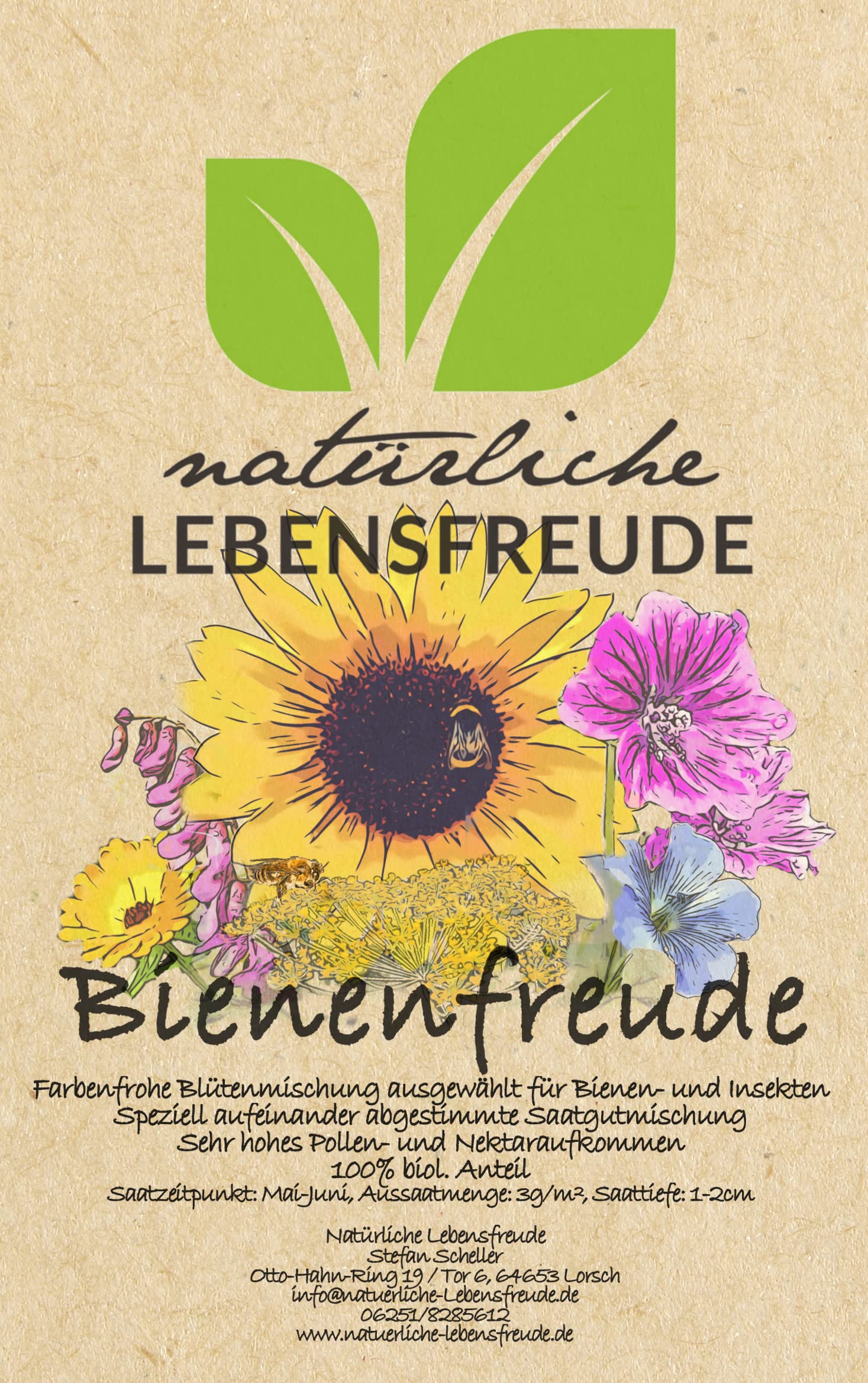 Bienenfreude Blumensamen – 100% Bio, 250g, Für Bienenfreundliche Blumenwiesen