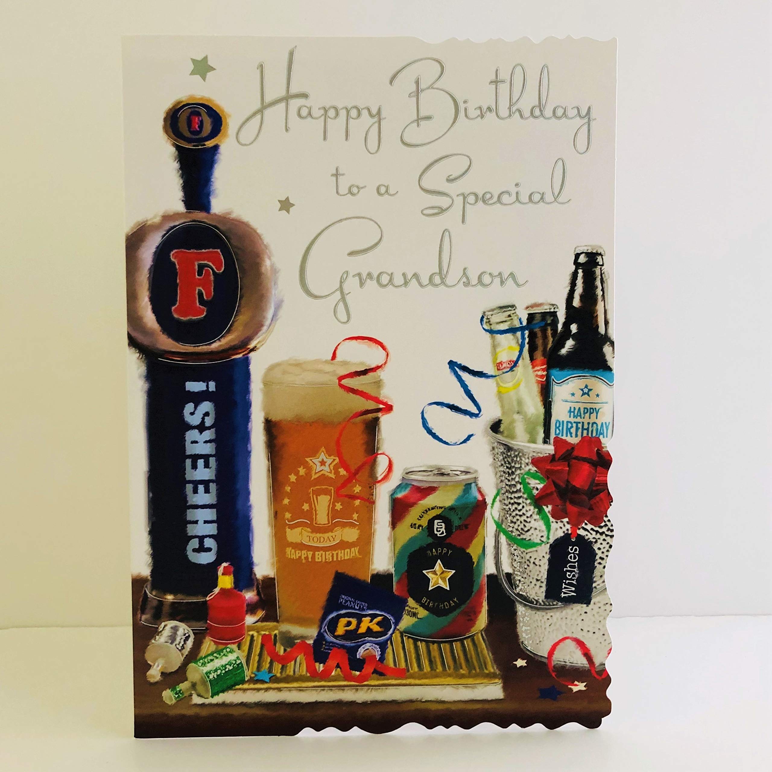 Jonny Javelin Happy Birthday Special Grandson Card Pub Pint of Beer