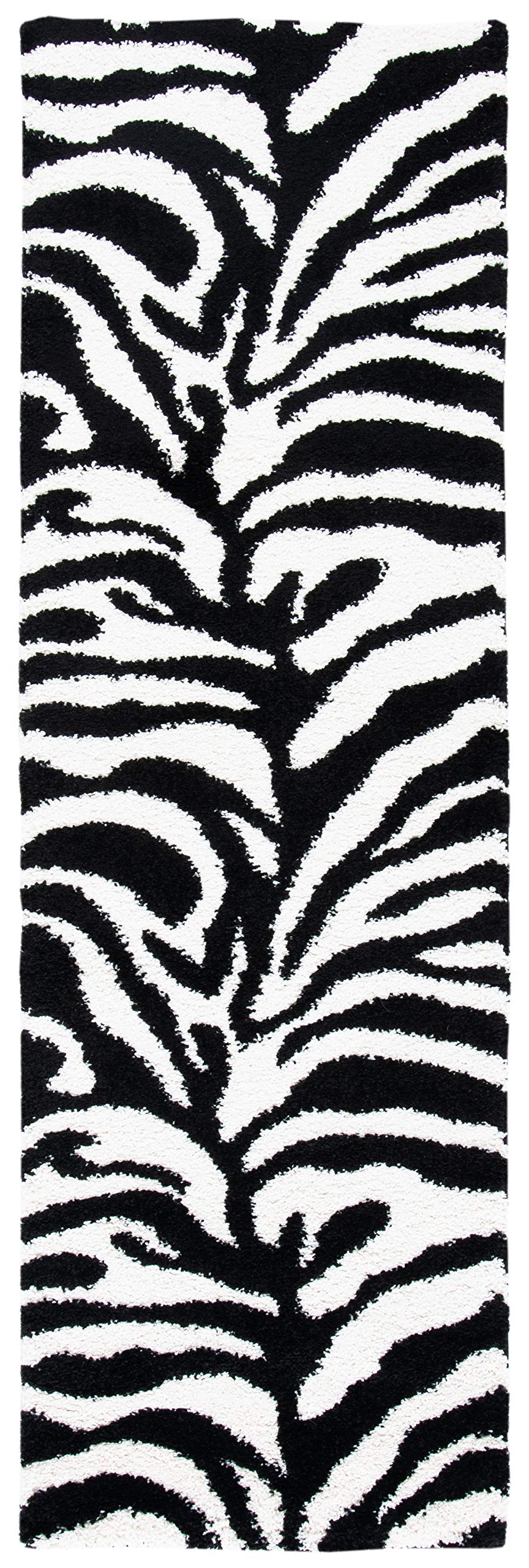 SAFAVIEH Shag Tapis de Couloir 69 x 335 cm, Ivoire & Noir