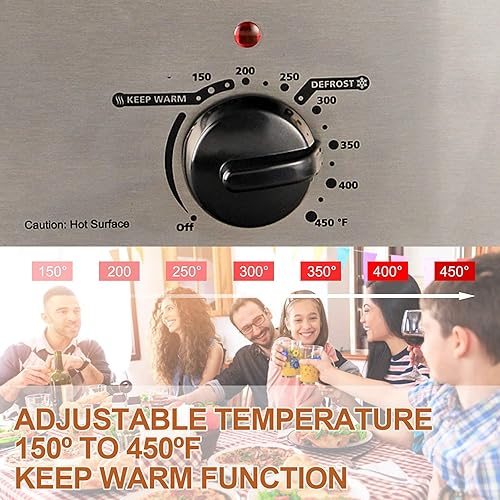 Miniatura 5 de Tostador eléctrico horno tostador de 20 cuartos con tapa autohilada horno tostador de pavo con sartén y estante extraíbles control de temperatura