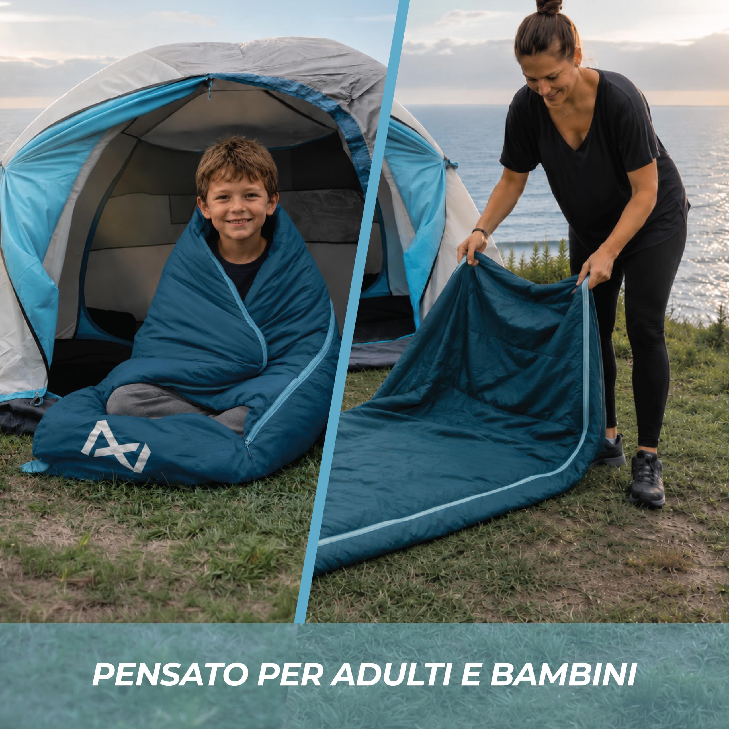 Sacco a Pelo Estivo - Sacco a Pelo Compatto & Ultra Leggero (900g) per Campeggio, Attività all'aperto e Festival