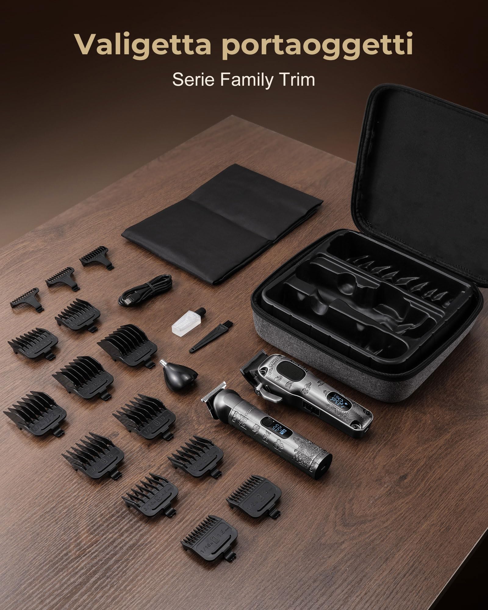 VGRPRO Professioneller Haarschneider und Trimmer für Herren im Bundle mit Ersatzklingenset, 7000 U/min Barber Grooming Kit für Haarschnitte, Barttrimmen, Zuhause und Salon