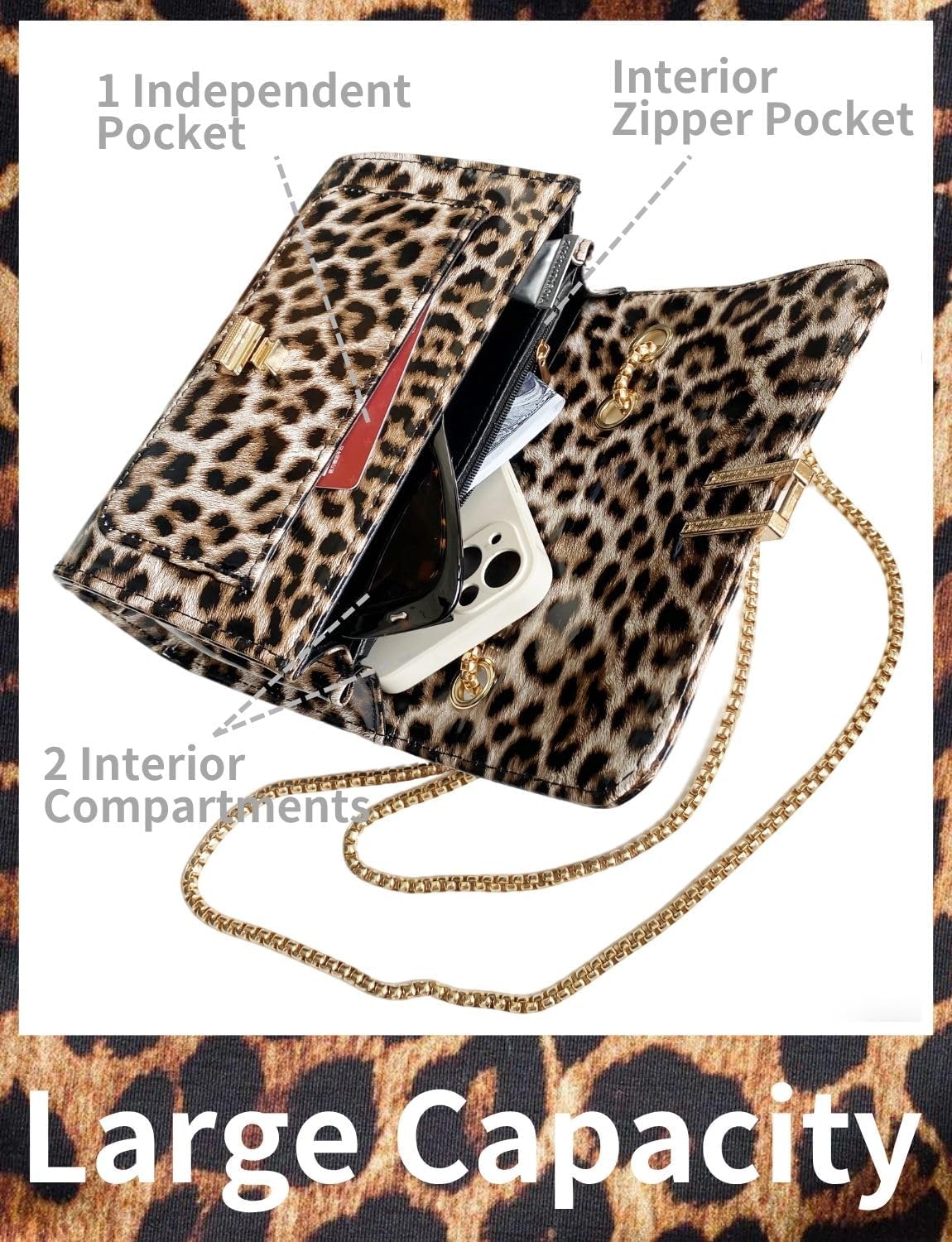 Leopard Print Purses For Women Cheetah Purses Small Shoulder Bag Vintage Handbag Crossbody Bags Clutch
