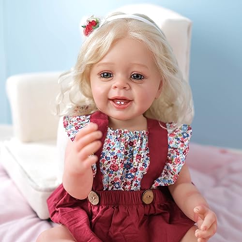 Miniatura 3 de RXDOLL Muñecas de bebé realistas Reborn de silicona de cuerpo completo de 22 pulgadas, rubias, muñecas de bebé realistas con peso real, muñeca de