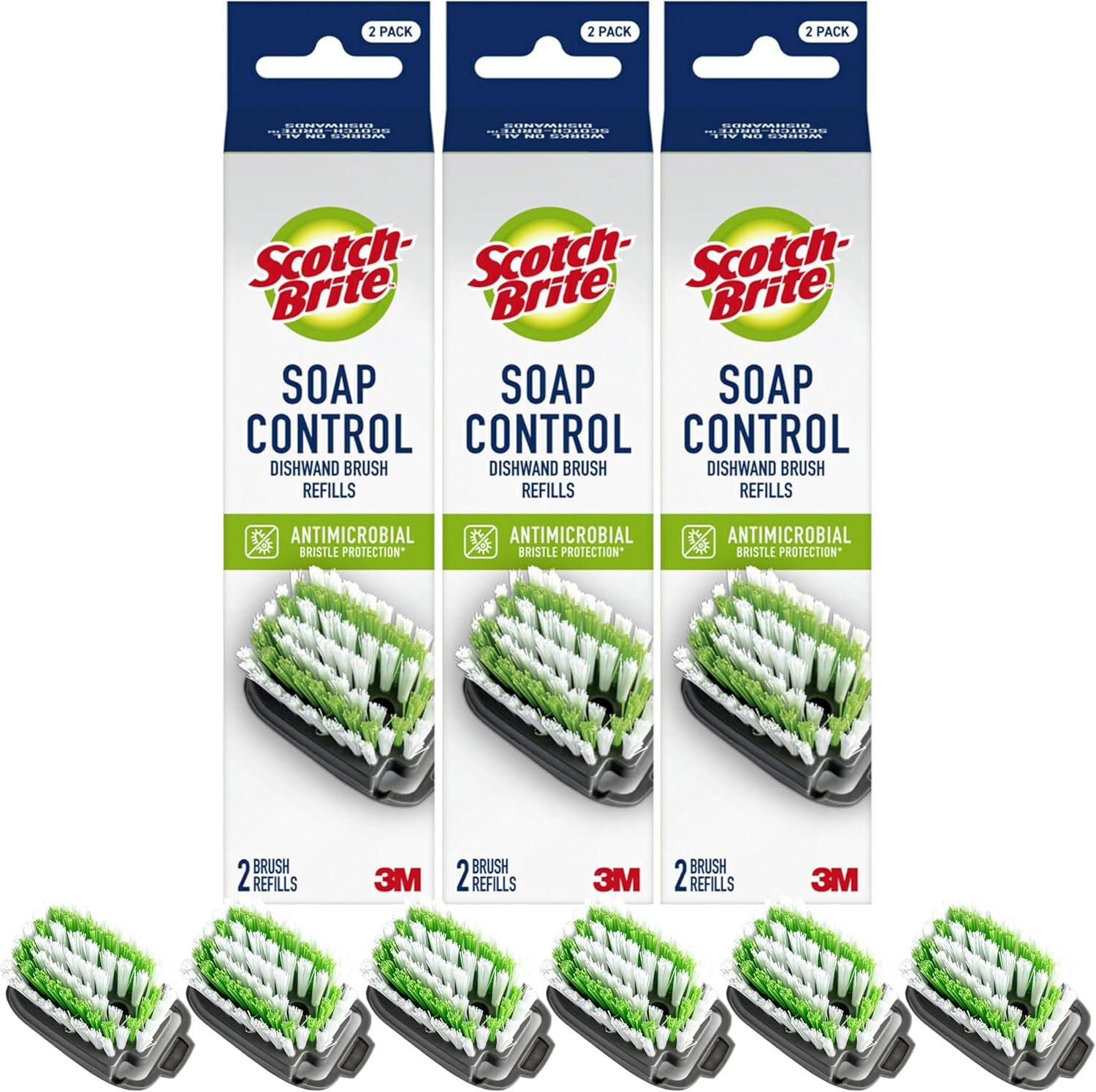 Scotch-Brite Soap Control Dishwand Brush Refills, Non-Scratch Scrub Brush Heads (3 Packs - 6 Refills) - Image 1 of 5