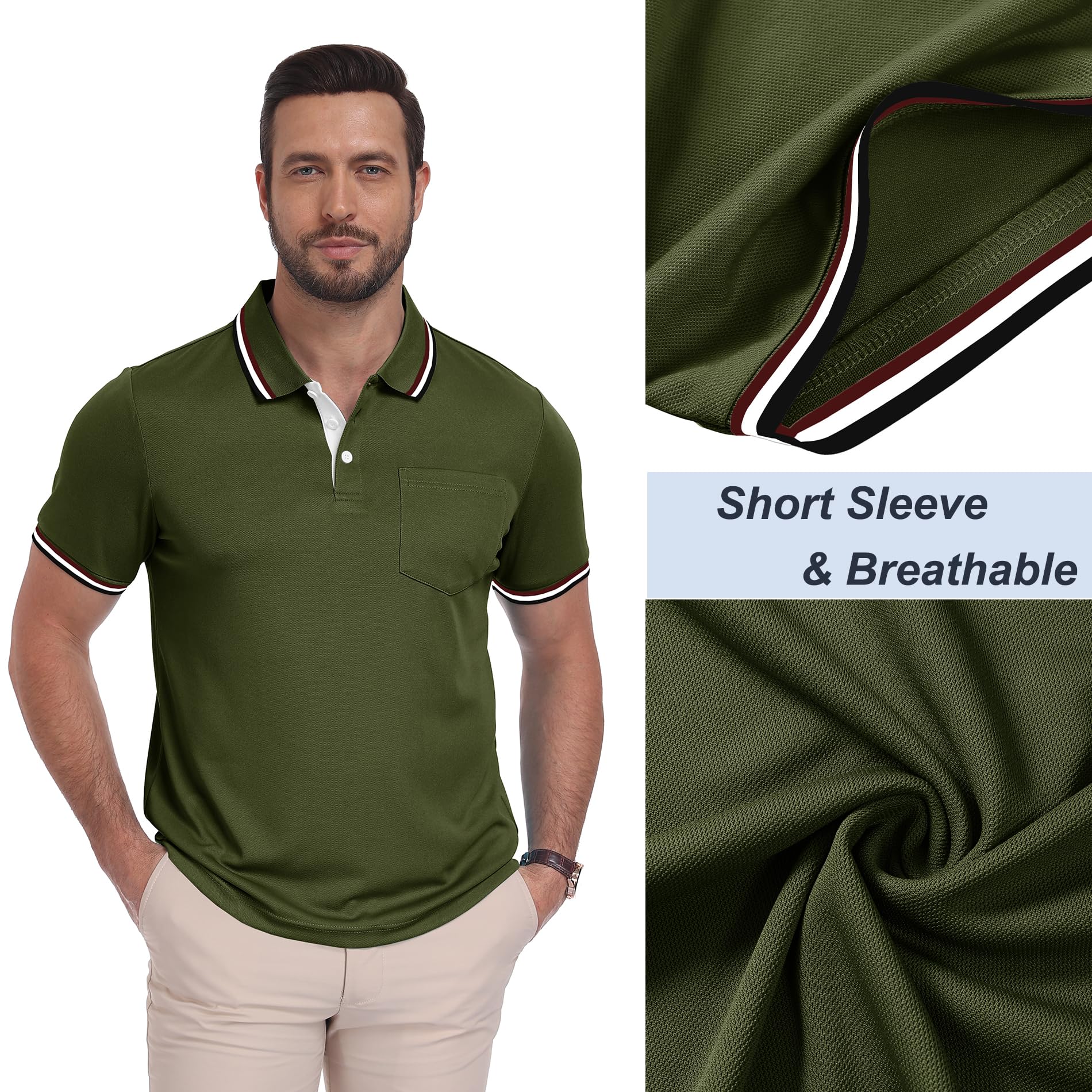ZITY Polo Uomo Maniche Corte Pacco da 3 Polo Golf Tennis Estate Magliette Leggera e Traspirante T Shirt Primavera Camicie per Il Lavoro,Vacanze