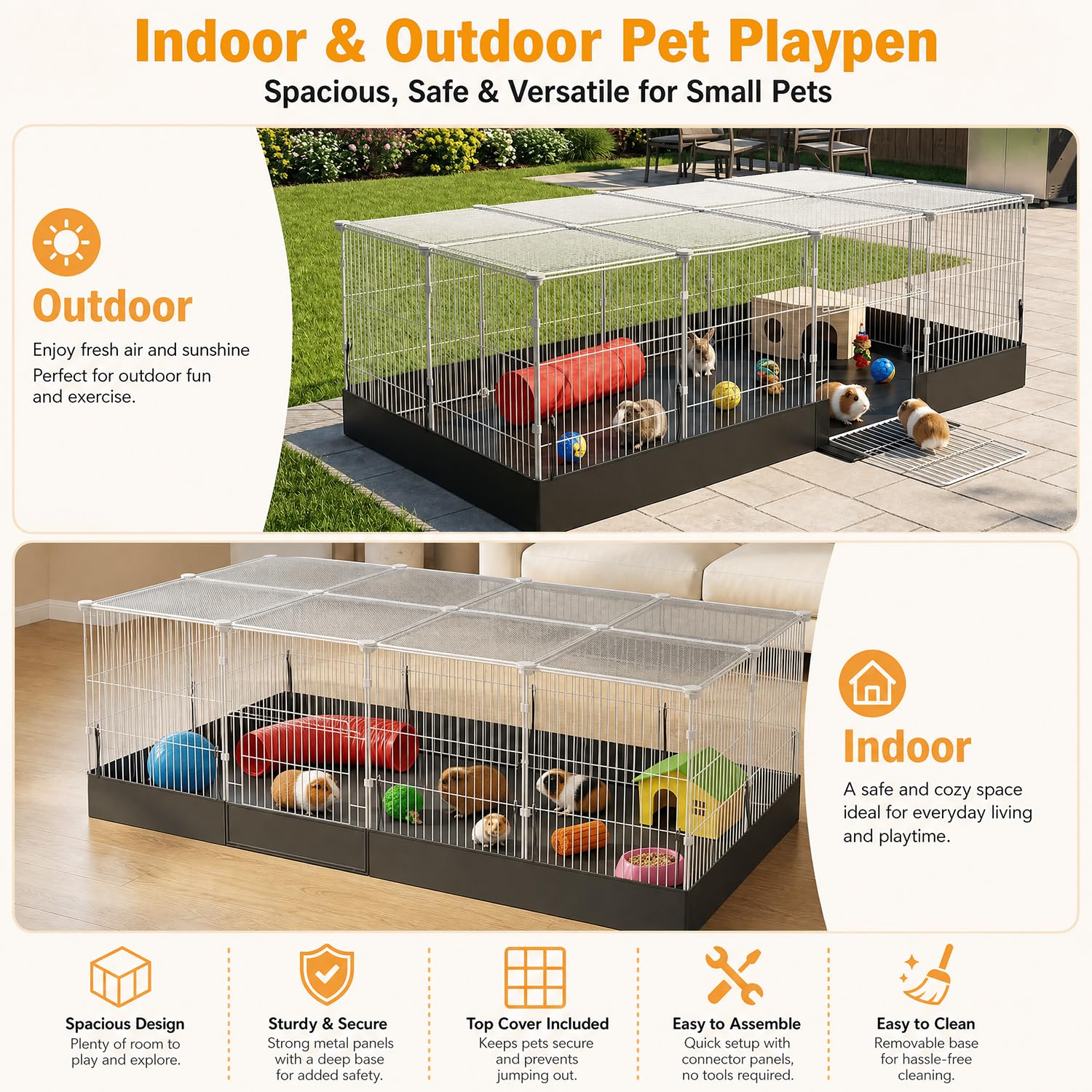 Guinea Pig Cage - Escape-Proof & Waterproof -4