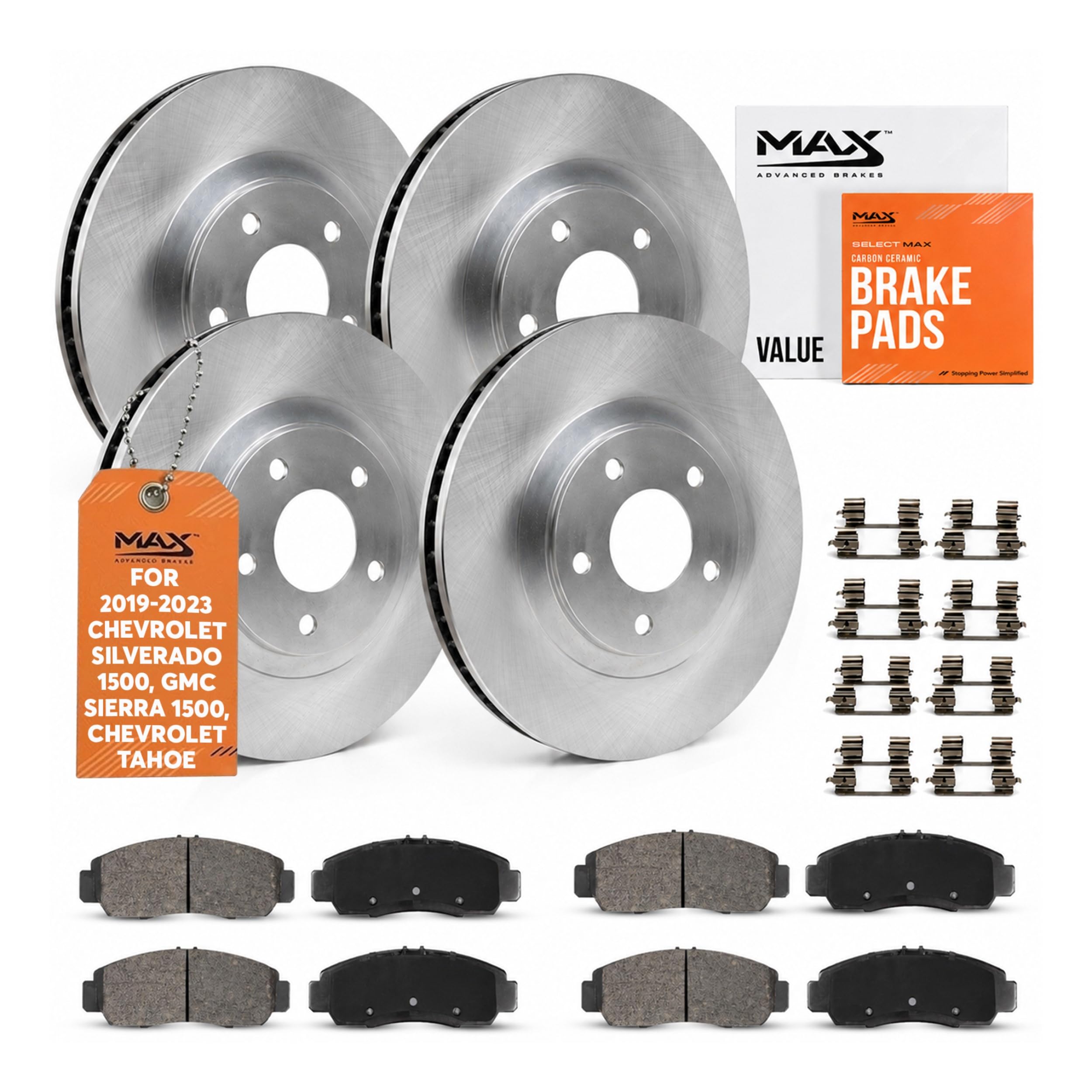 Max Advanced Brakes Front &amp; Rear Brake Kit For Chevrolet Silverado 1500