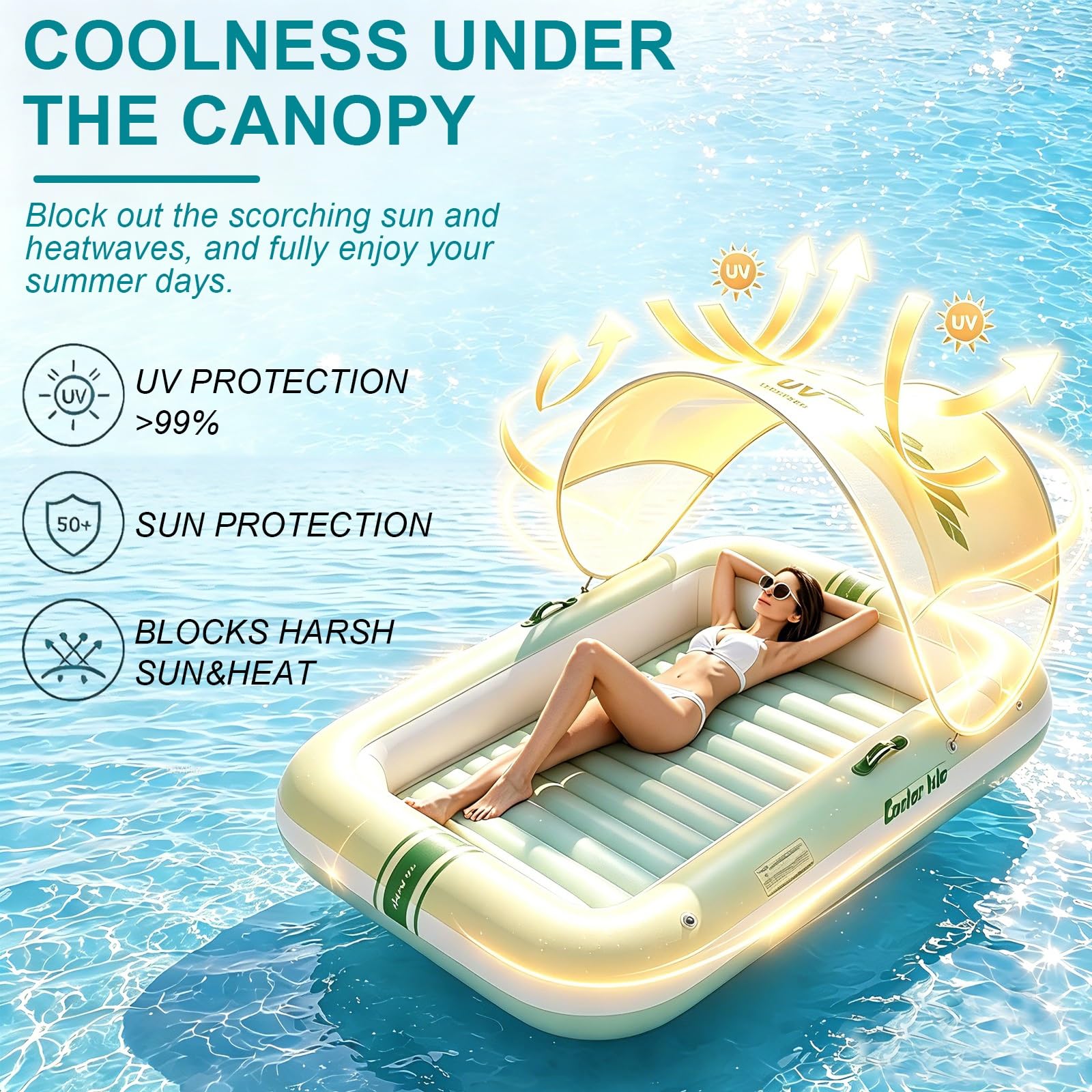 Flotadores inflables for Piscina, salón Flotante for Piscina con Dosel