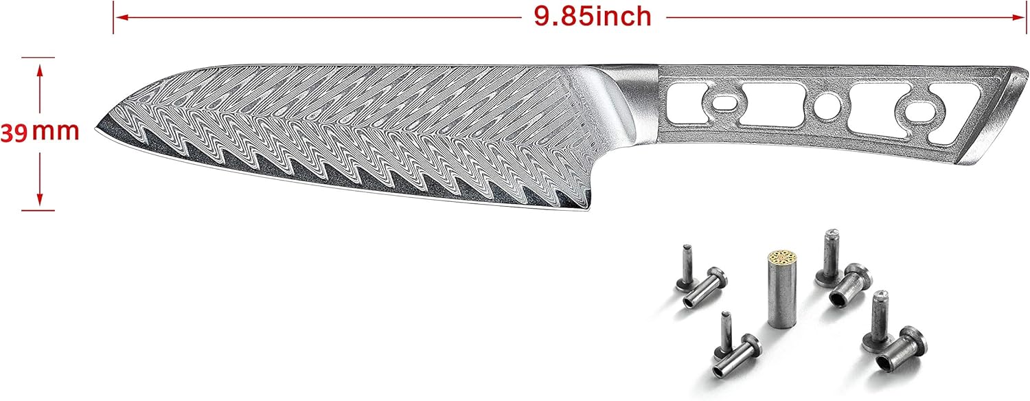 KATSURA Woodworking Project Kit – Santoku Knife Blank – 5 Inch with 40mm wide blade – Thunder-X Series – Japanese Premium 67 Layers Damascus AUS 10 Steel – NO LOGO