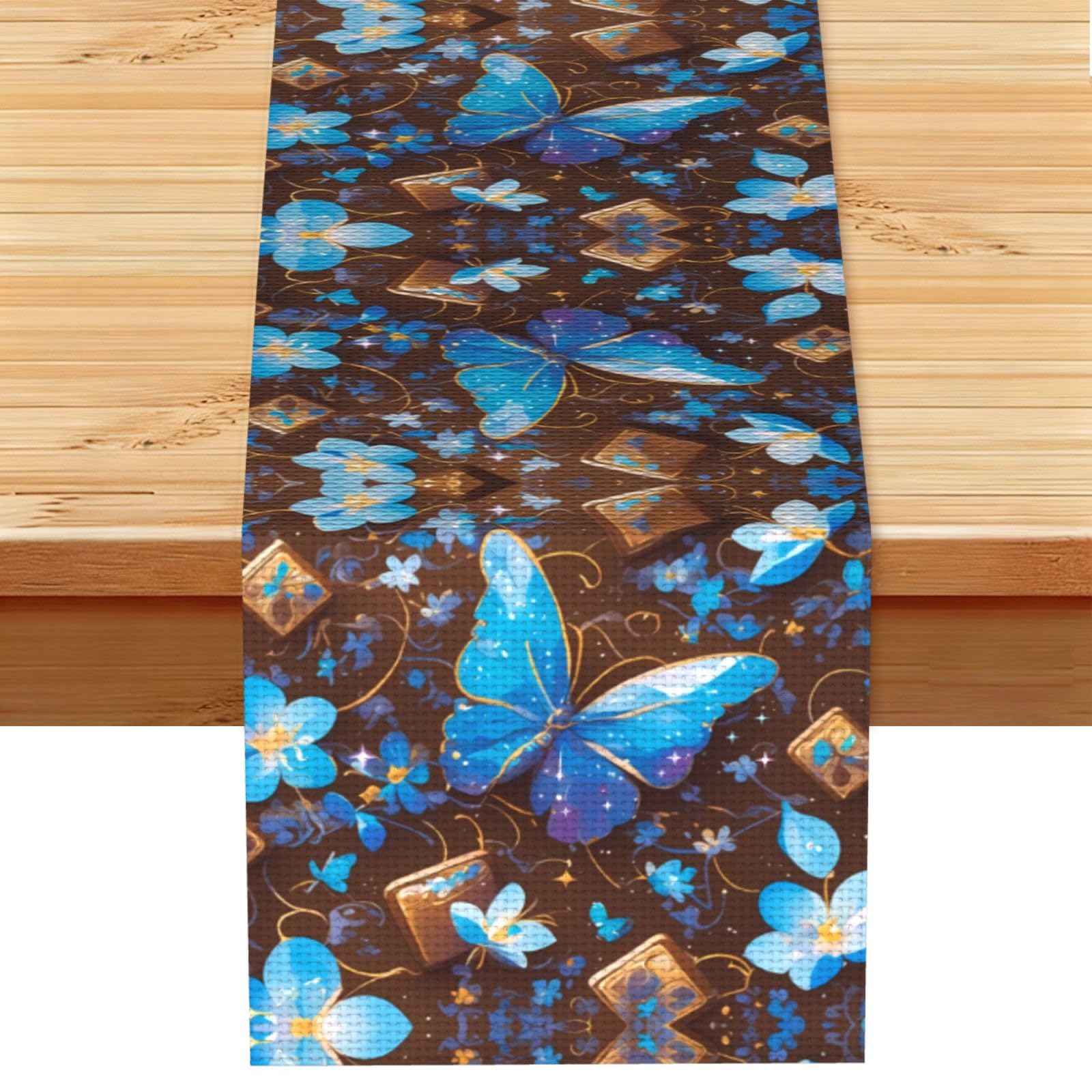 Freezing Butterfly Linen Feel Table Runner Wedding Party Home Decoration