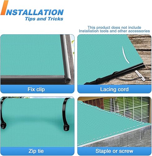 Miniatura 5 de TANG Sunshades Depot 12'x50' Tela de sombra de 180 GSM HDPE verde turquesa rollo hasta 95% bloqueo de red de malla resistente a los rayos UV para