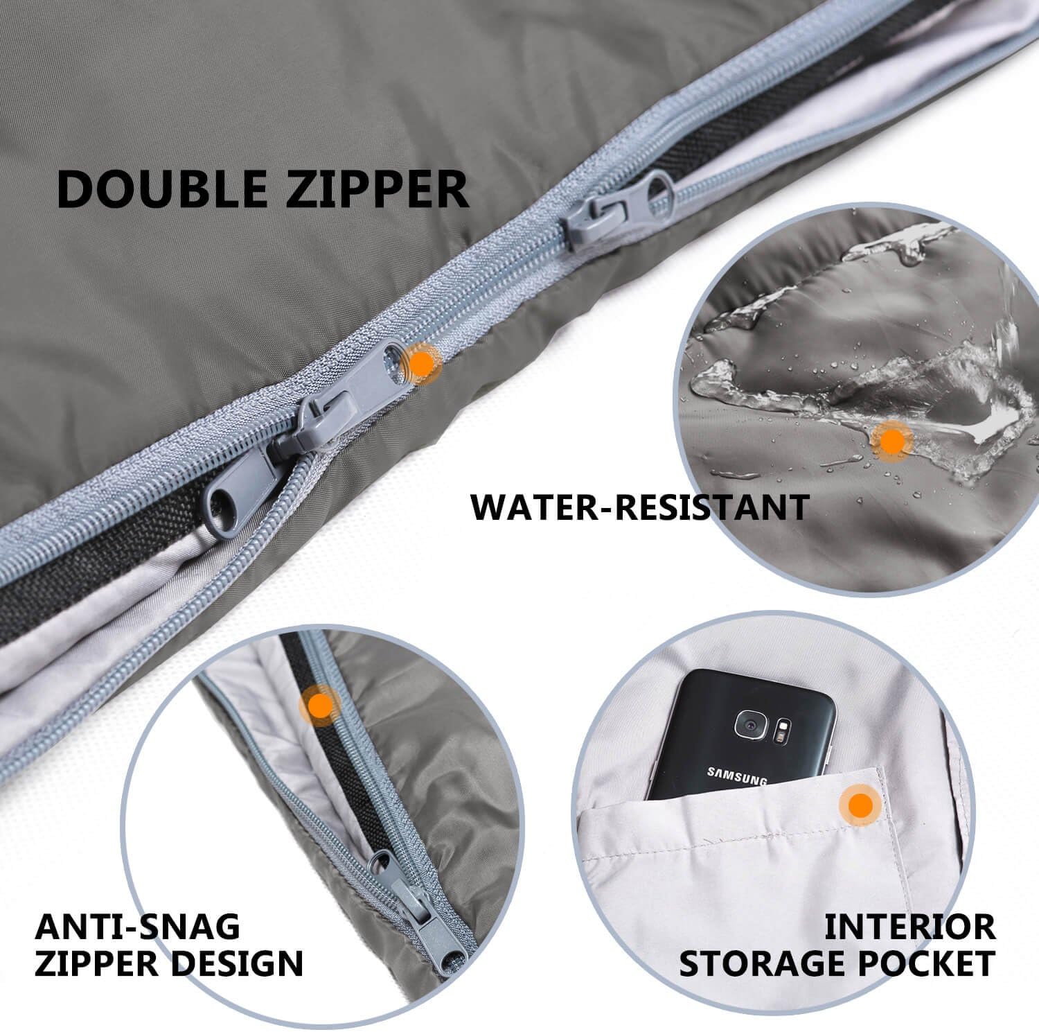 Winner Camping Sleeping Bag with Compression Sack,Mummy Hood with Zipper It's Portable and Lightweight for 3-4 Season Camping, Hiking, Traveling, Backpacking and Outdoor Activities