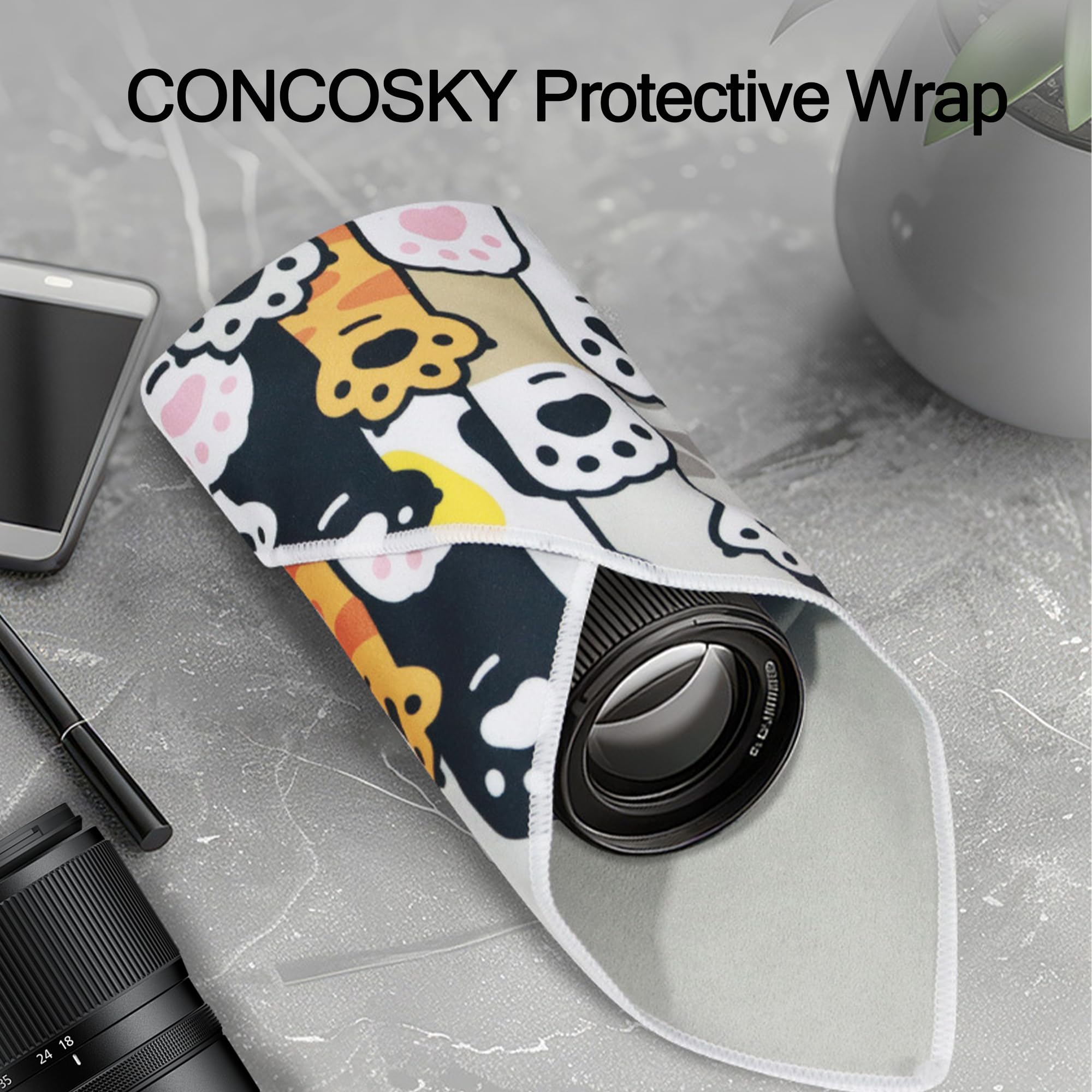 CINCOSKY Protective Wrap, Anti-scratch Lens Camera Wrap, Lens protector, Magic Self-Adhesive Cloth Portable Protective Cosmetic Pouch for DSLR/Camera Lens/Makeup Bags/Phone/Accessories