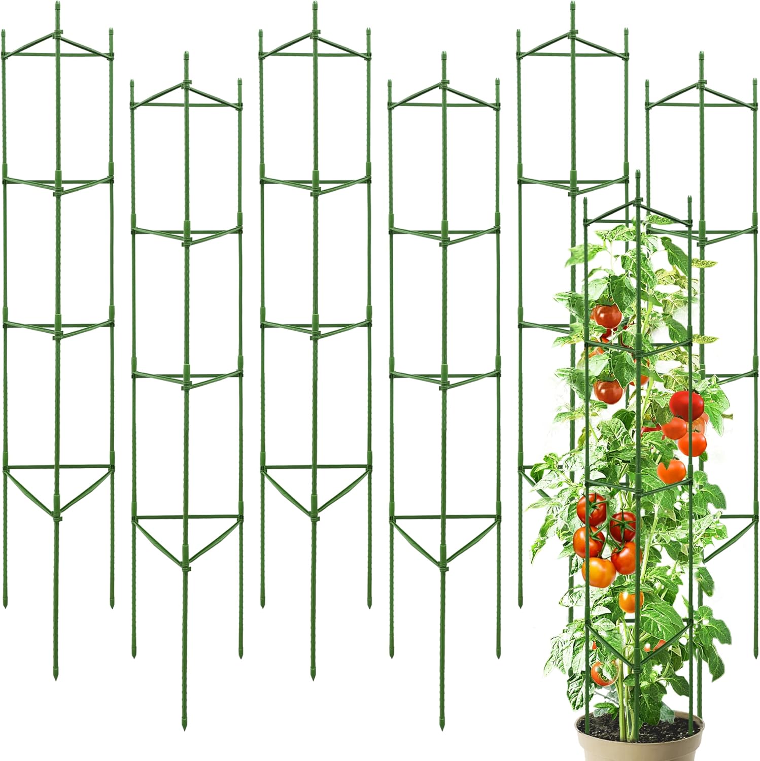6 Pack Tomato Cages,68inches Height Adjustable Plant Support,Heavy Duty Metal Tomato Trellis,Tomato Cages for Garden Pot,DIY Shape Tomato Stakes(Height Adjust from 16” to 408”)