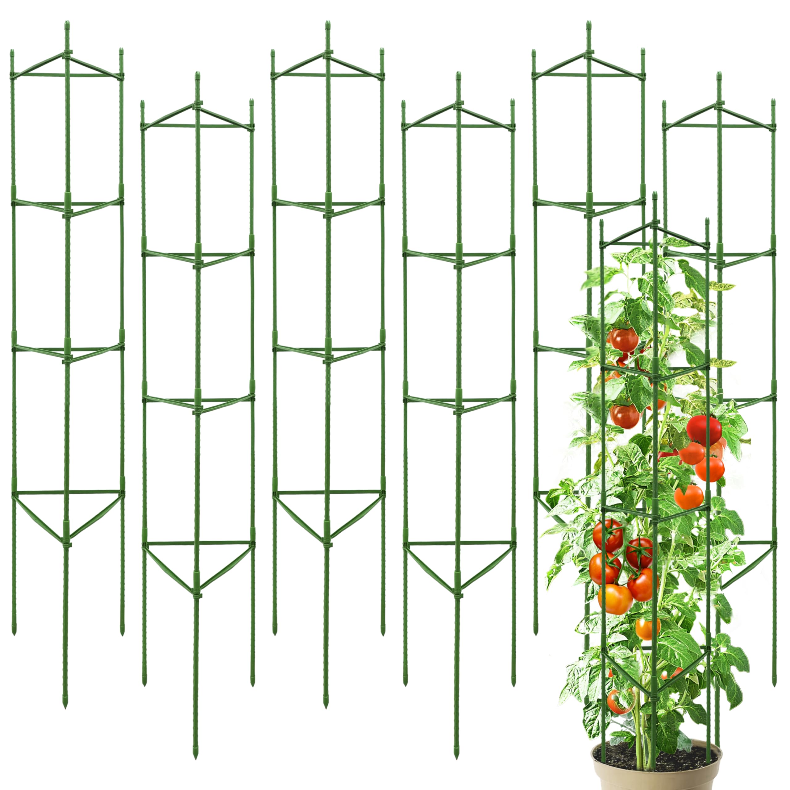 6 Pack Tomato Cages,68inches Height Adjustable Plant Support,Heavy Duty Metal Tomato Trellis,Tomato Cages for Garden Pot,DIY Shape Tomato Stakes(Height Adjust from 16” to 408”)