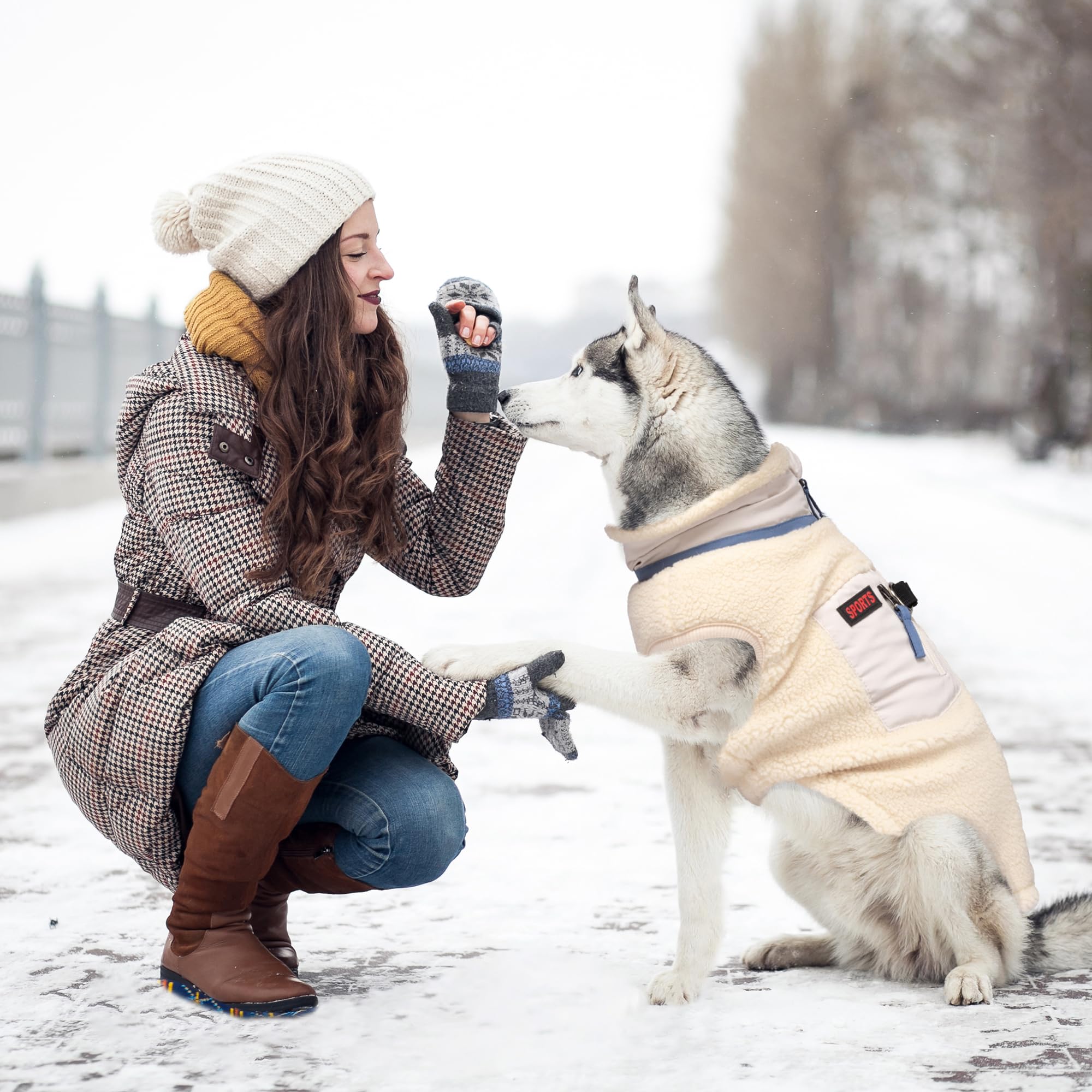 FEimaX Cappotto per Cani Invernale Giacca in Pile Calda con Anello a D, Gilet Cane Antivento Cucciolo Vestiti Caldo per Cani di Piccola e Media Taglia