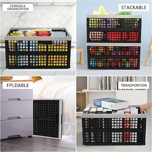 Miniatura 4 de Paquete de 4 cajas de almacenamiento plegables de 42 litros, cesta plegable de plástico grande