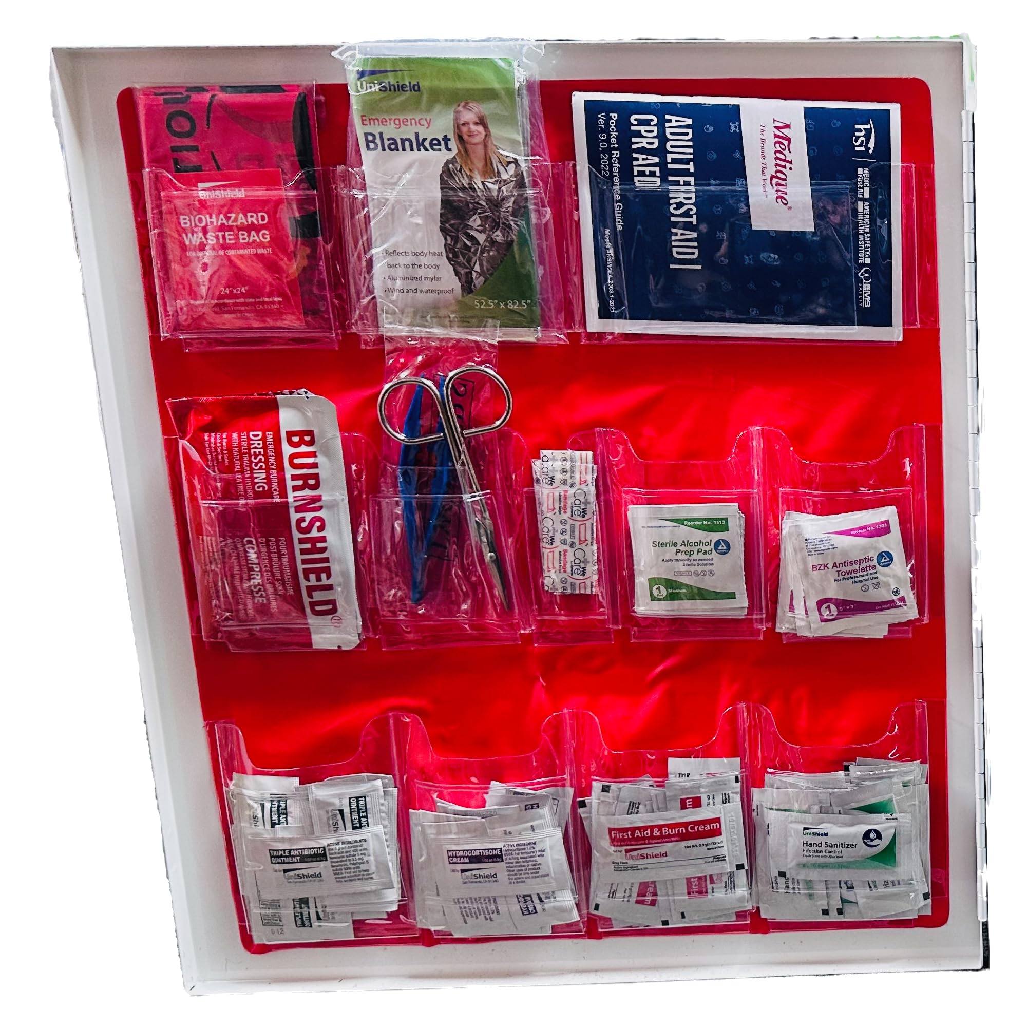 UniShield 3-Shelf Metal 1st Aid Cabinet Class A, Large Capacity First Aid Wall Mount Medicine Cabinet, Secure Metal Med Box with Easy Access, Exceeds OSHA/ANSI Z308.1 2015, Over 900 Pieces