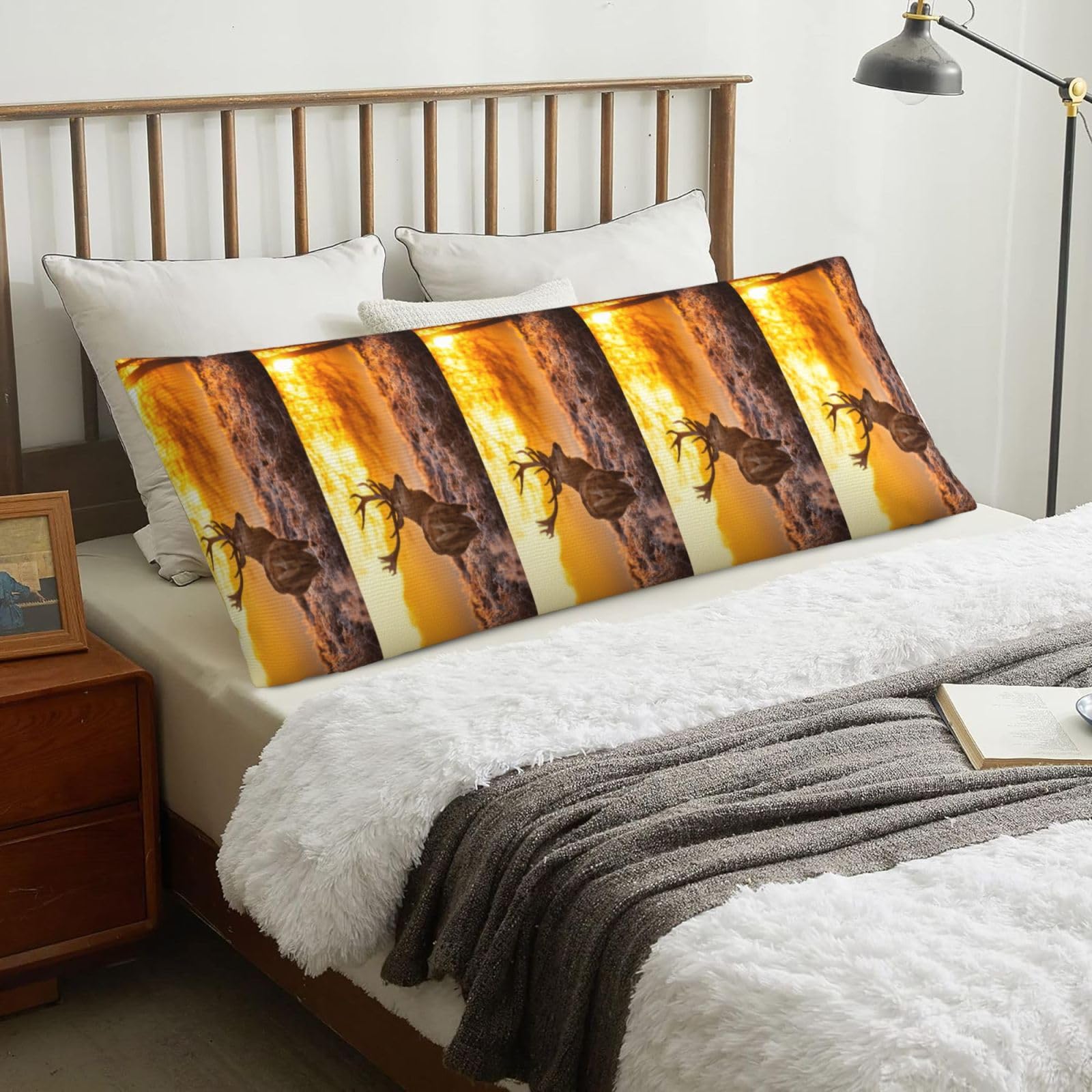 Elk Deer, Body Pillow Cover with Zipper,Long Body Pillowcase 20 x 60 in