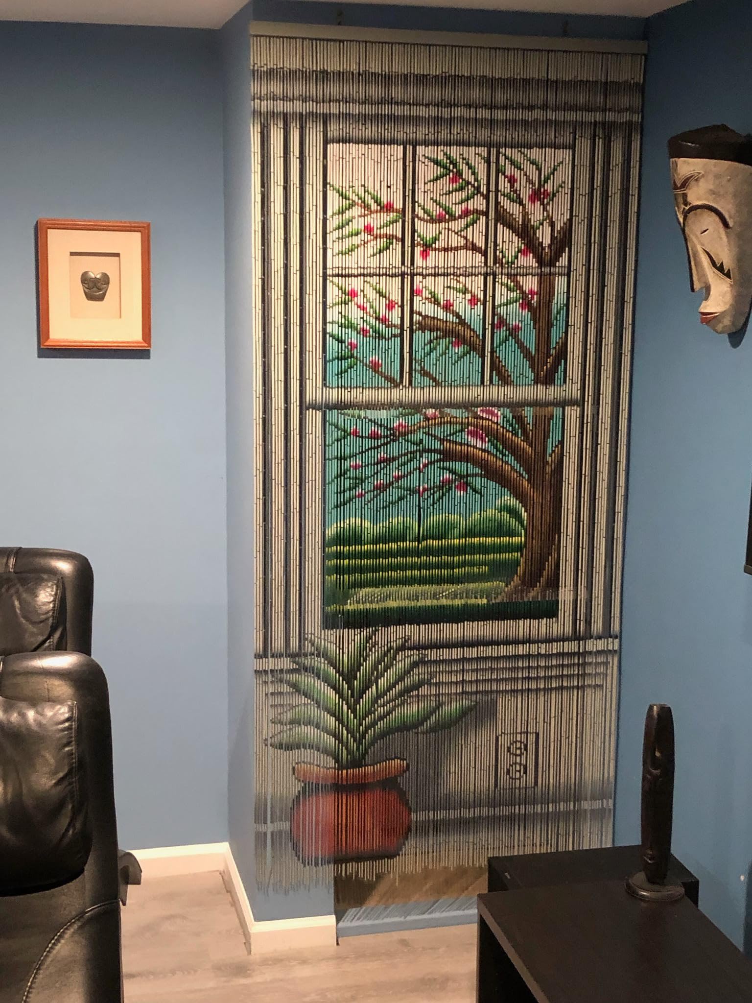 ABeadedCurtain Real125 Strand 4000 Bamboo Beads Window View Beaded Curtain 38% More Strands Handmade (+Hanging Hardware)