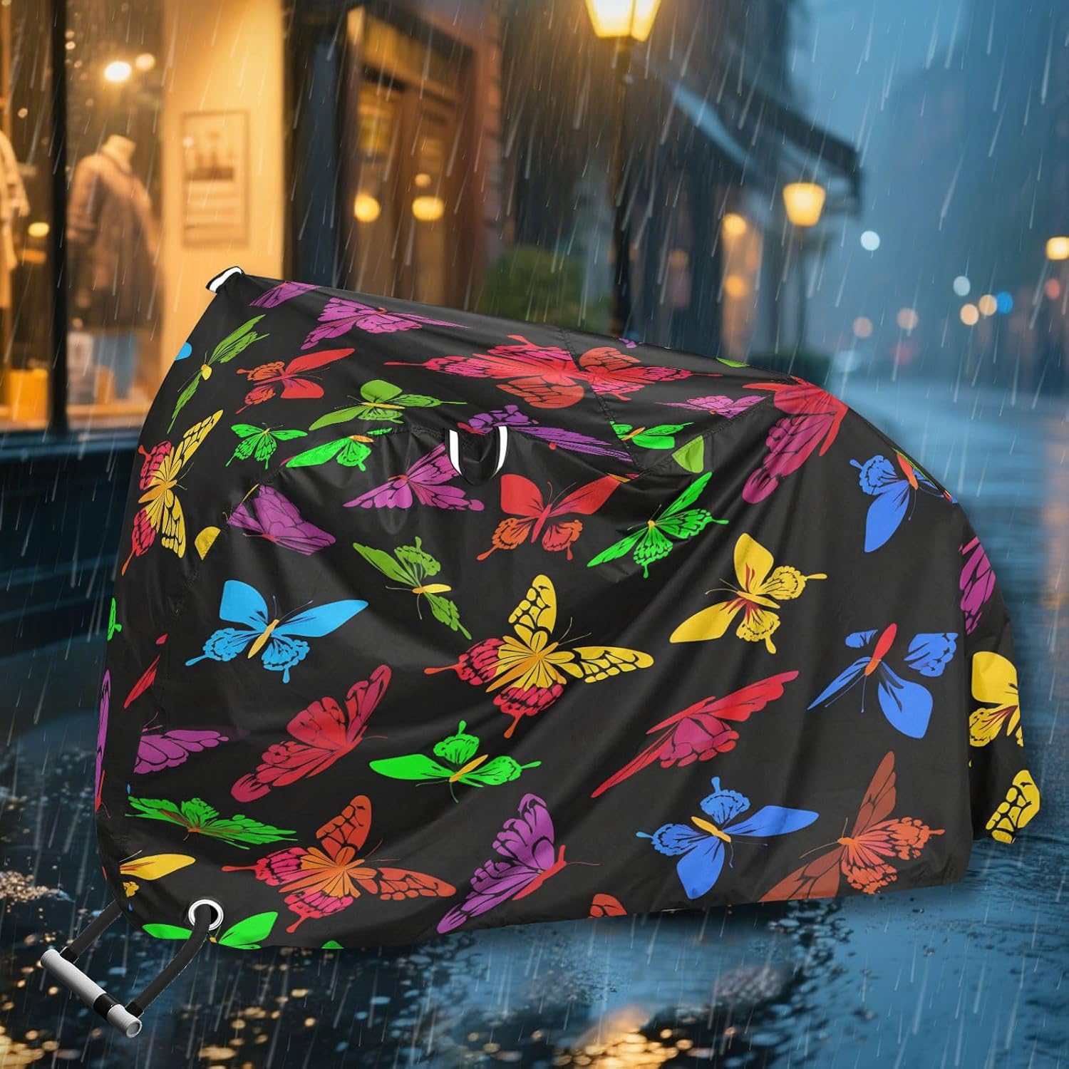 Colourful Butterflies Bike Cover Waterproof Outdoor Storage, Bicycle Cover Rain Sun UV Wind Proof for Mountain Bike,Road Bike,Electric Bike