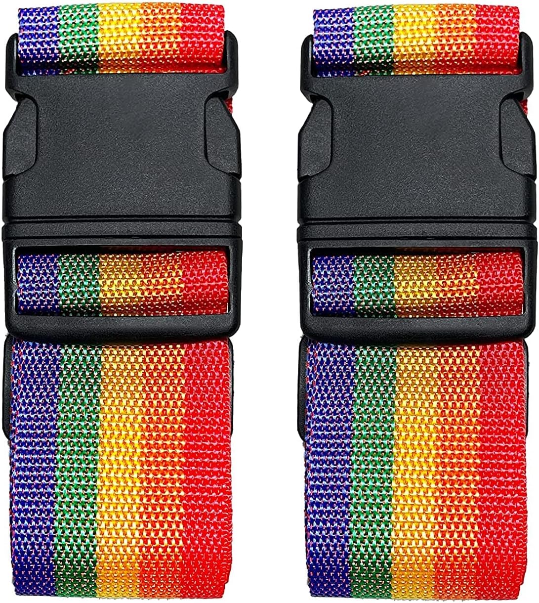 TumeryTumery Suitcase Belts, Adjustable Luggage Straps, Bright Colors Travel Packing Straps with Quick Release Buckle (Set of 2)