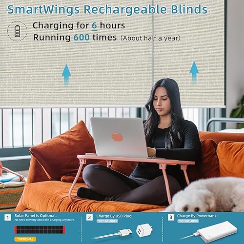 Miniatura 10 de SmartWings Persianas inteligentes motorizadas con control remoto, persiana enrollable opaca automática que funciona con hilo Alexa Homekit Google