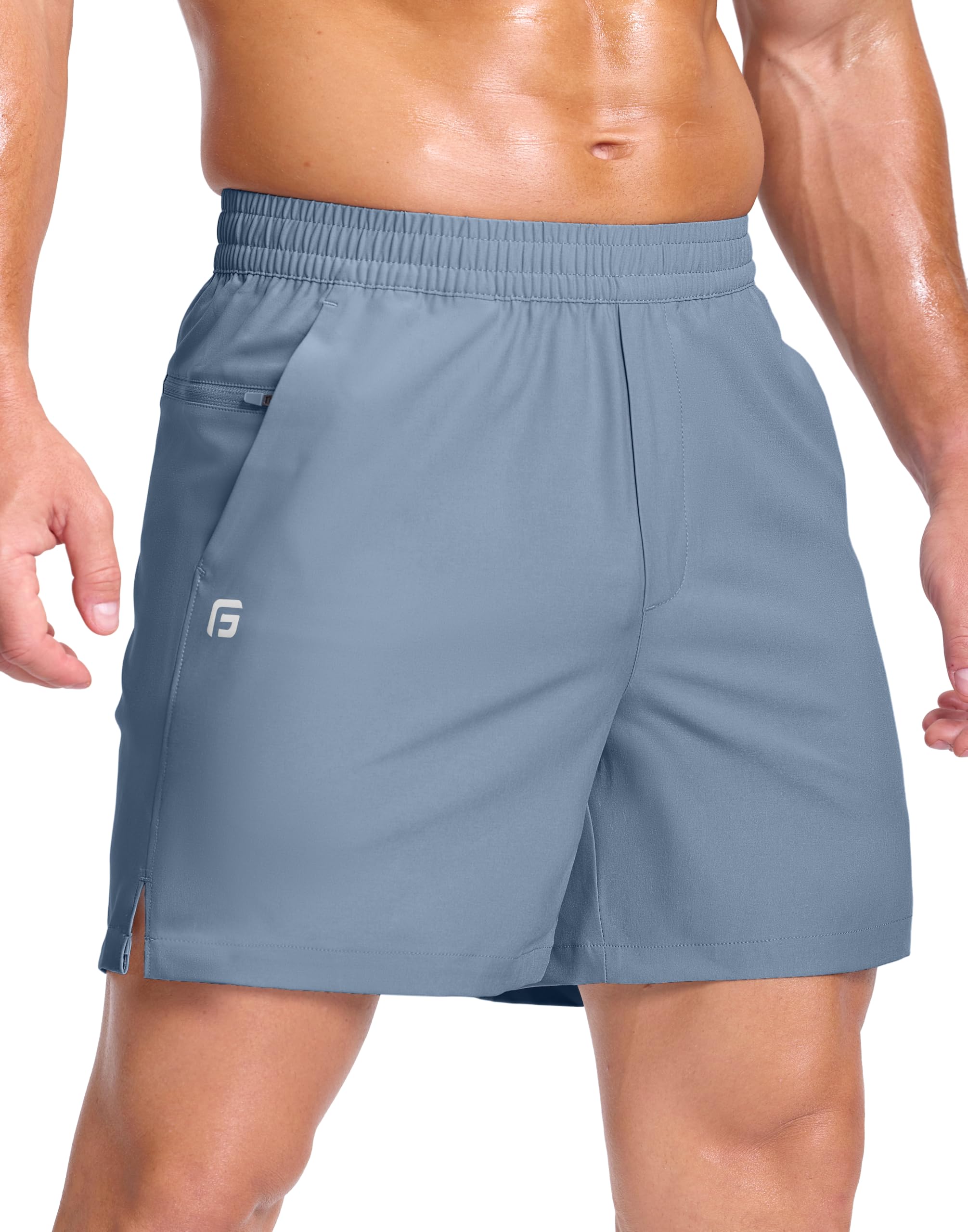 GGJ Men's Lightweight Athletic Shorts with 2 Zipper Pockets 7"/9"/5" Gym Workout Running Quick Dry Tennis Shorts for Men
