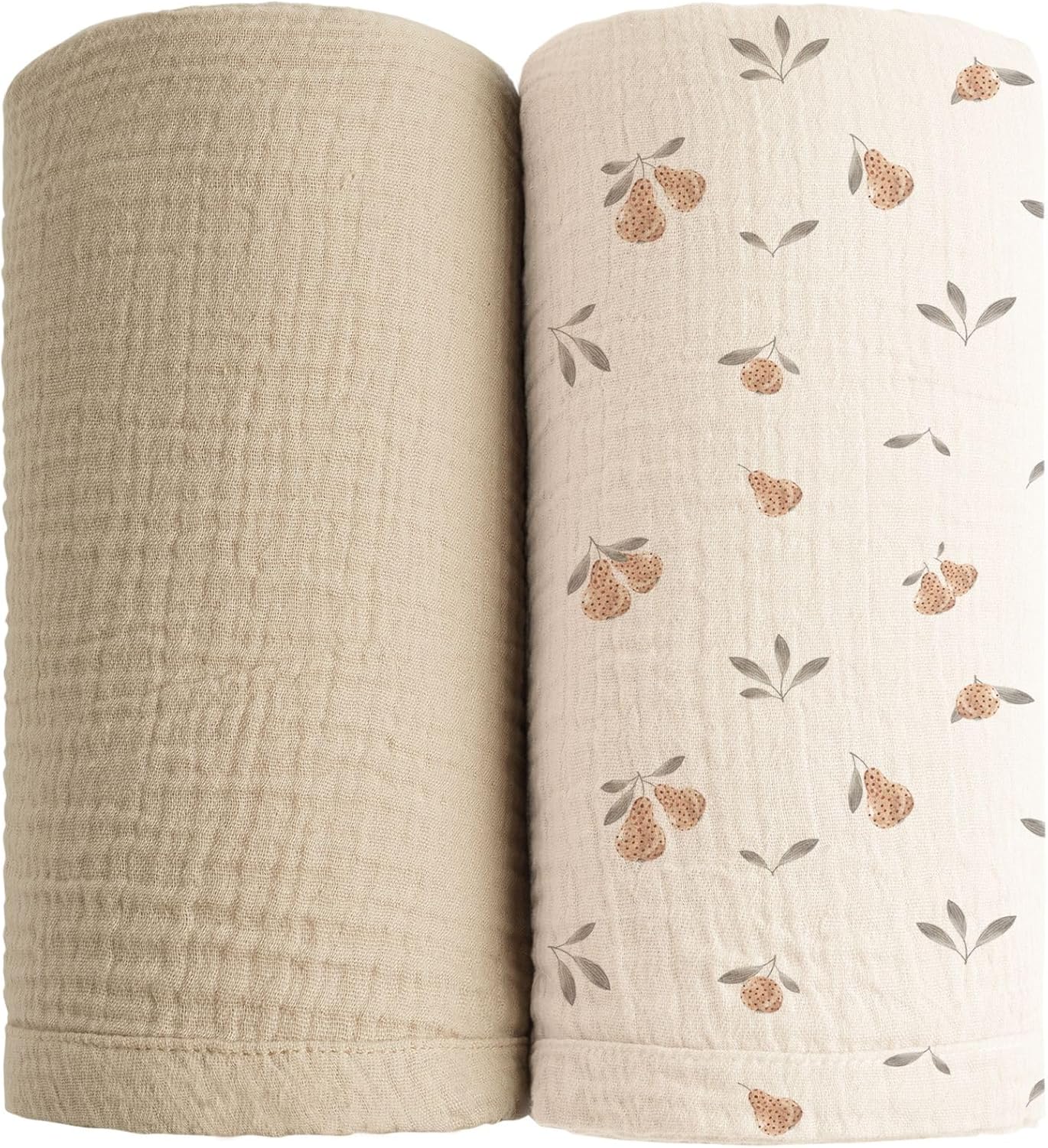 Konssy 2 Pack Muslin Swaddle Blankets for Baby Boys Girls, Receiving Blanket Large