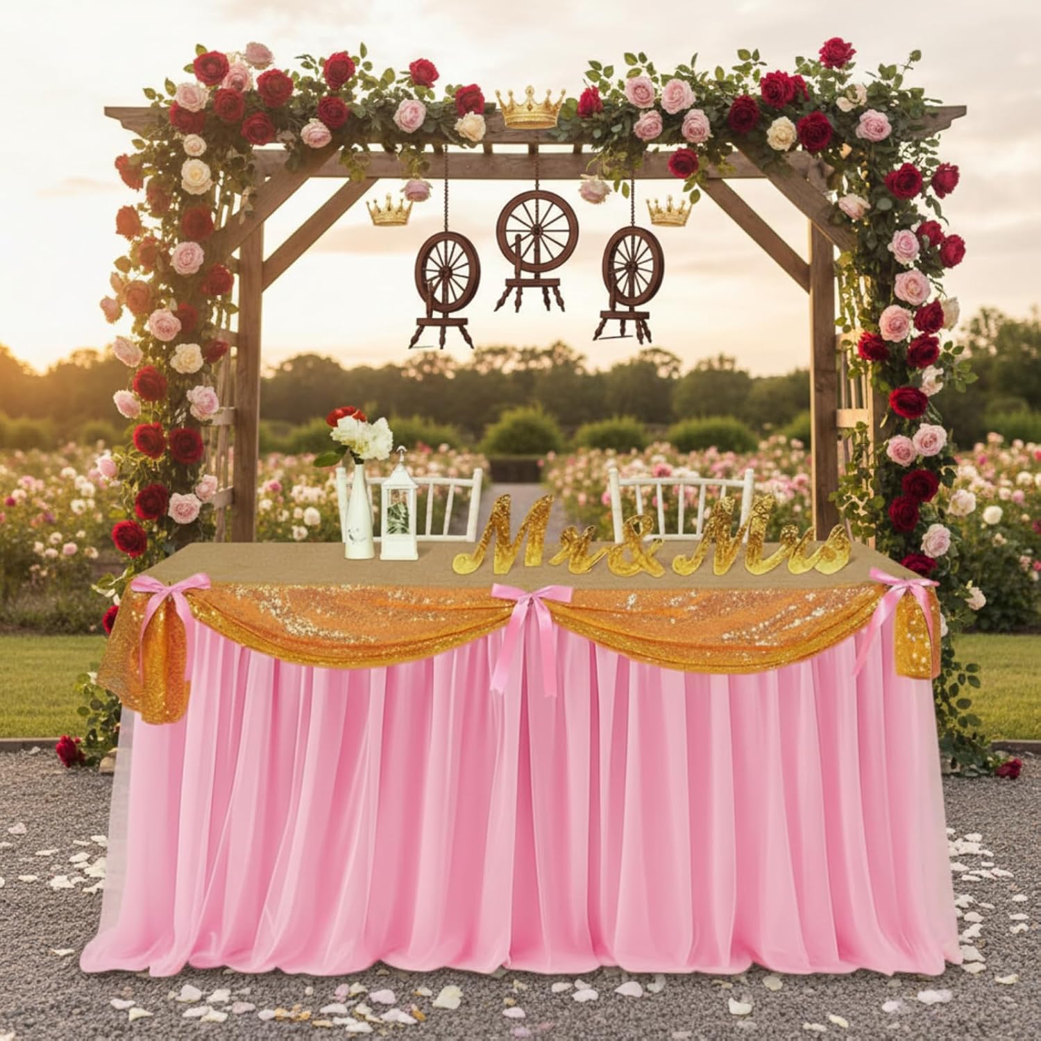 5 Pcs Winter Snowflake Wonderland Tablecloth Blue Tulle Table Skirt and White Tables Cover with Snowflake 30 x 108 Inch Winter Wonderland Table Cover for Winte Holiday Party Supplies Decorations