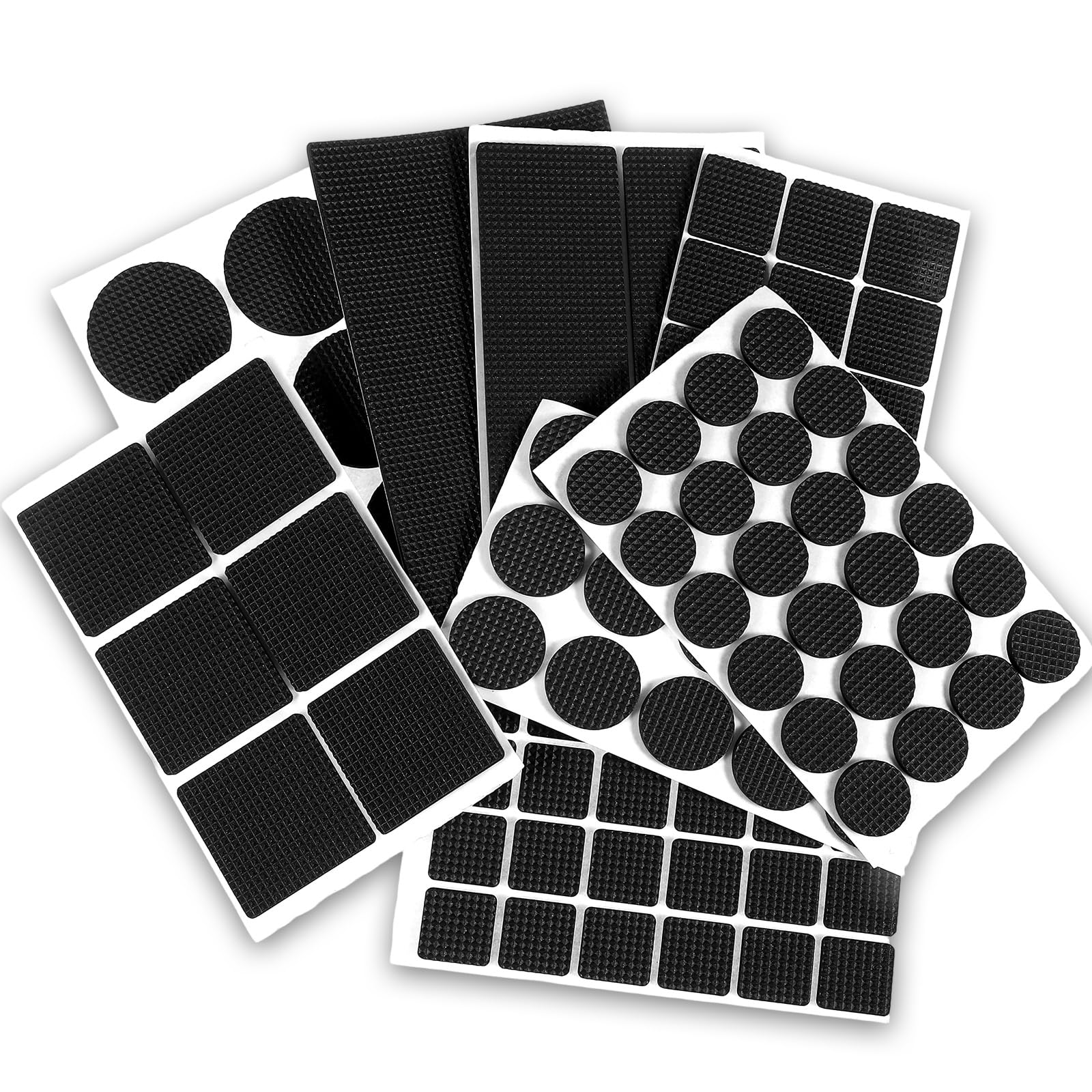 Classicseali 93pcs Anti Slip Pads,8 Sizes of Non Slip Furniture Pads, 3 Styles of Noise-Reducing Self-Adhesive Rubber Pad, Chair Leg Floor Protectors for Various Furniture Legs, Black