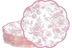 Vintage Easter Plates: Pink Floral Scalloped Papier Disposable Plates