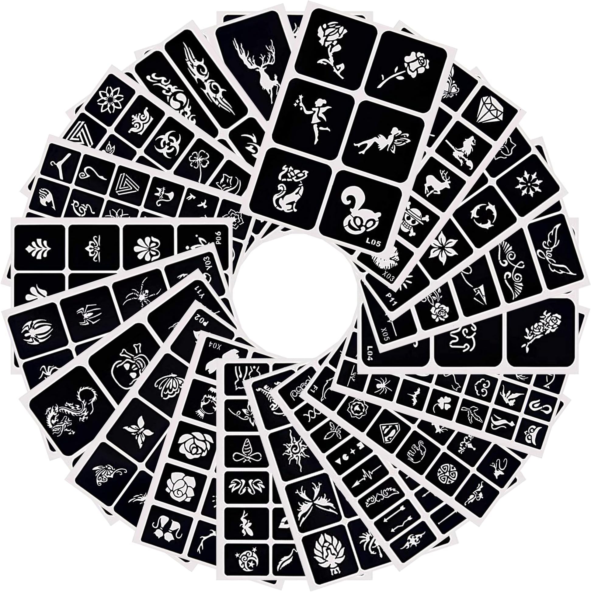 282 Designs Temporary Tattoo Stencils Removable Tattoo Stickers Face Paint Stencils Body Art Stencil Pack for Glitter Tattoos/Face Paint/Body Art/Temporary Tattoo