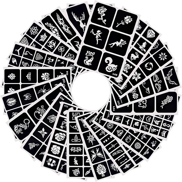 282 Designs Temporary Tattoo Stencils Removable Tattoo Stickers Face Paint Stencils Body Art Stencil Pack for Glitter Tattoos/Face Paint/Body Art/Temporary Tattoo