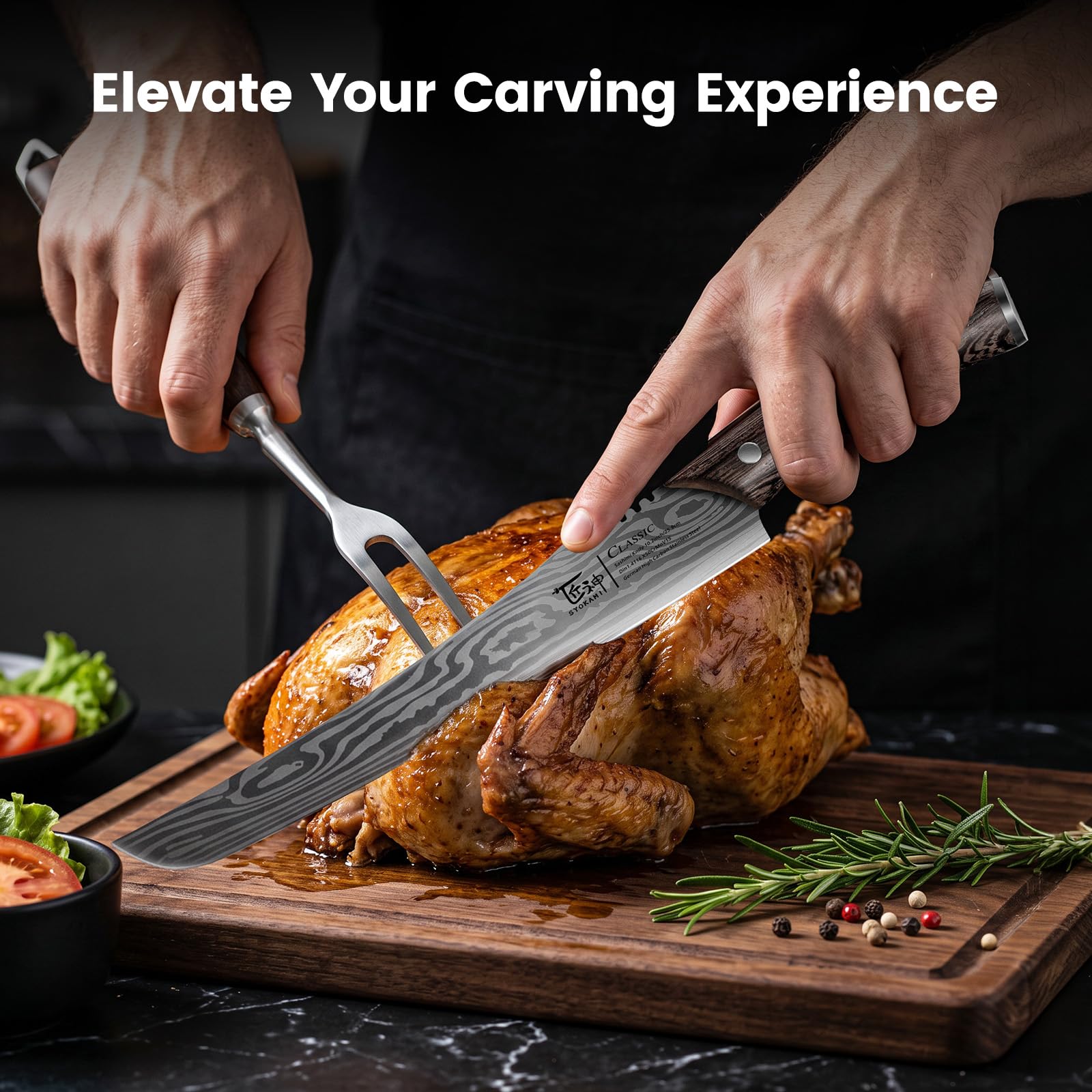 SYOKAMI Turkey Carving Knife Set, 10.2 Inch Brisket Knife & Carving Fork — Amazon image 2