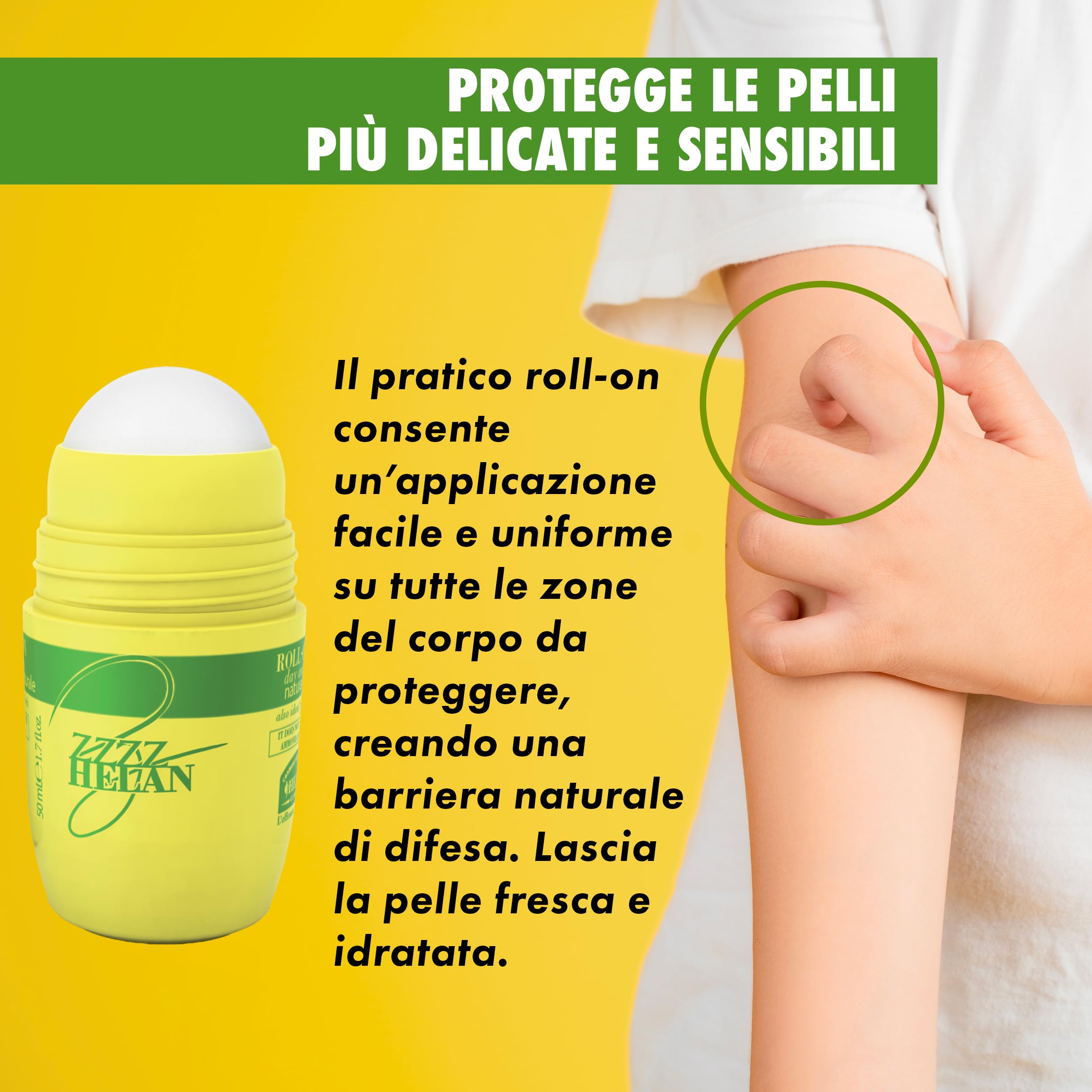 Helan, Zanzhelan, Gel Roll-On Protezione Bambini e Neonati Ecologico, Naturale con Aloe Vera per Zanzare e Insetti, Senza Ammoniaca, Parabeni e Siliconi, 100 ml - Made in Italy