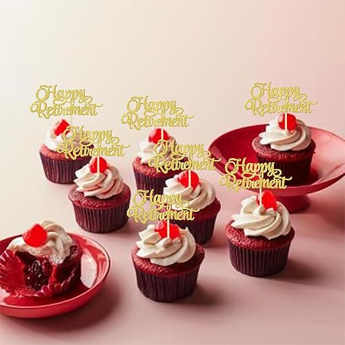 Miniatura 5 de 30 piezas de adornos para cupcakes con purpurina oficialmente jubilados, decoraciones para pasteles con texto en inglés "I'm Retirement",