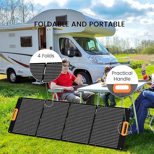 Miniatura 4 de Panel solar portátil de 200 W, plegable, 200 W, cargador solar de células solares para estación de energía, impermeable con soporte ajustable XT60